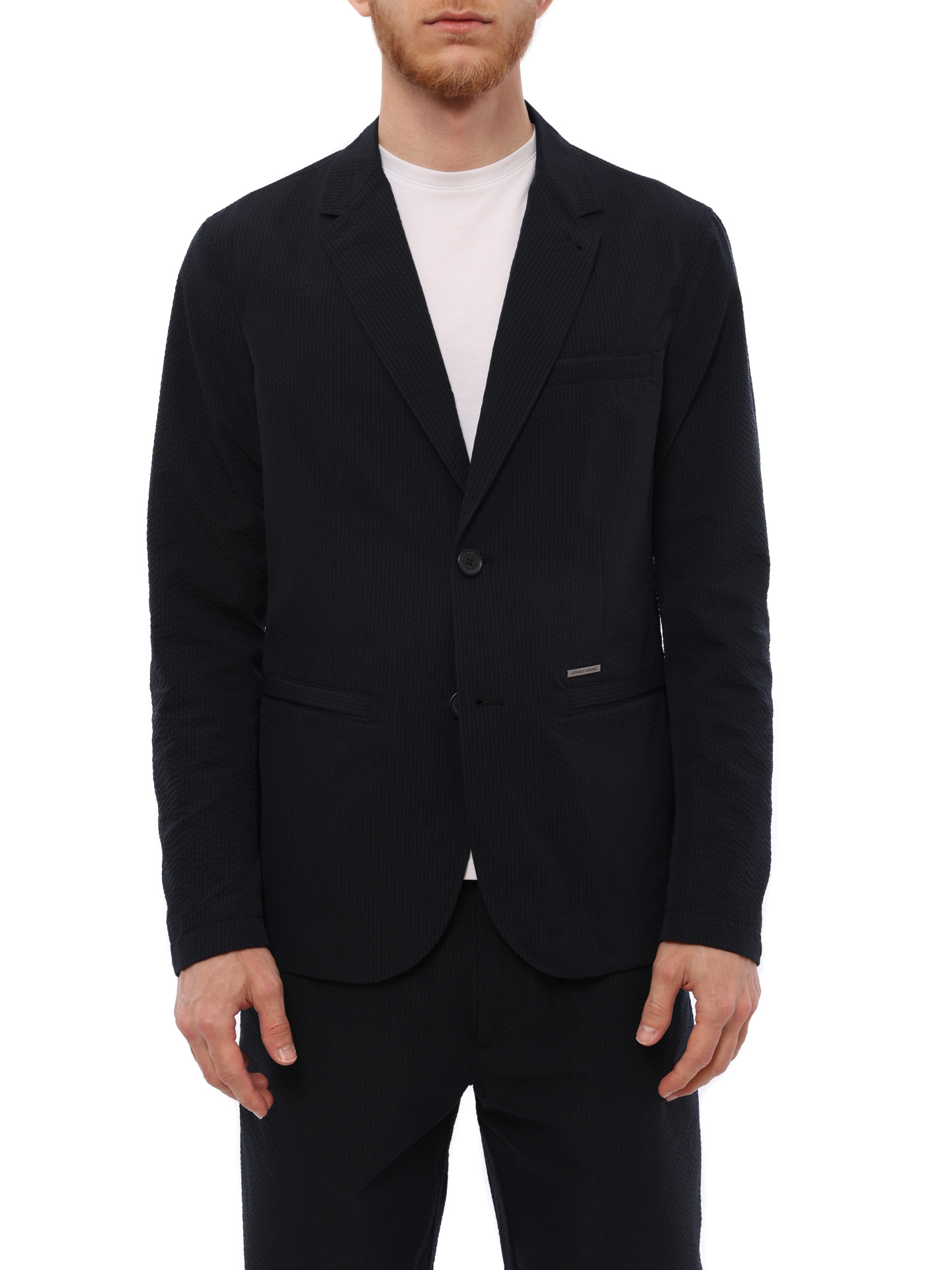 Пиджак Armani Exchange 3RZG22 ZN1AZ 1510 темно-синий мужской из текстурной ткани — купить в интернет-магазине Verdistore