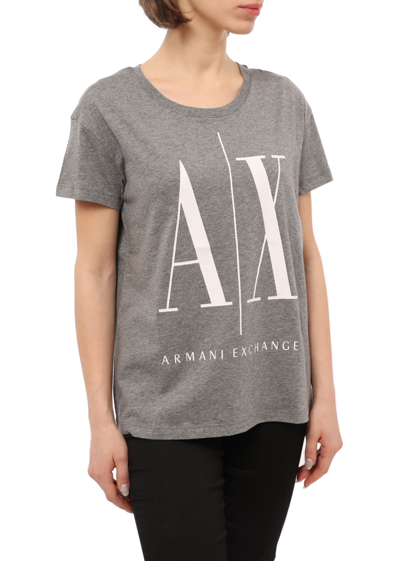 Футболка Armani Exchange 8NYTCX YJG3Z 3930 серая женская с логотипом — купить в интернет-магазине Verdistore
