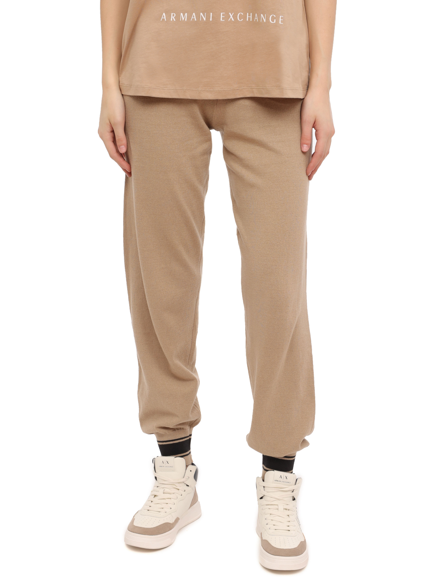 Брюки Armani Exchange 6RYP2K YMX3Z 0748 трикотажные женские с манжетами — купить в интернет-магазине Verdistore