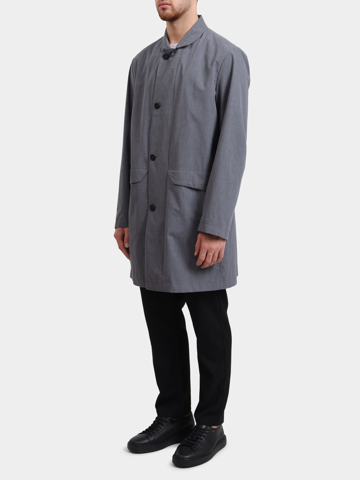 Тренч Sease JJ062TN461 N55 серый мужской прямого кроя с внешними карманами — купить в интернет-магазине Verdistore