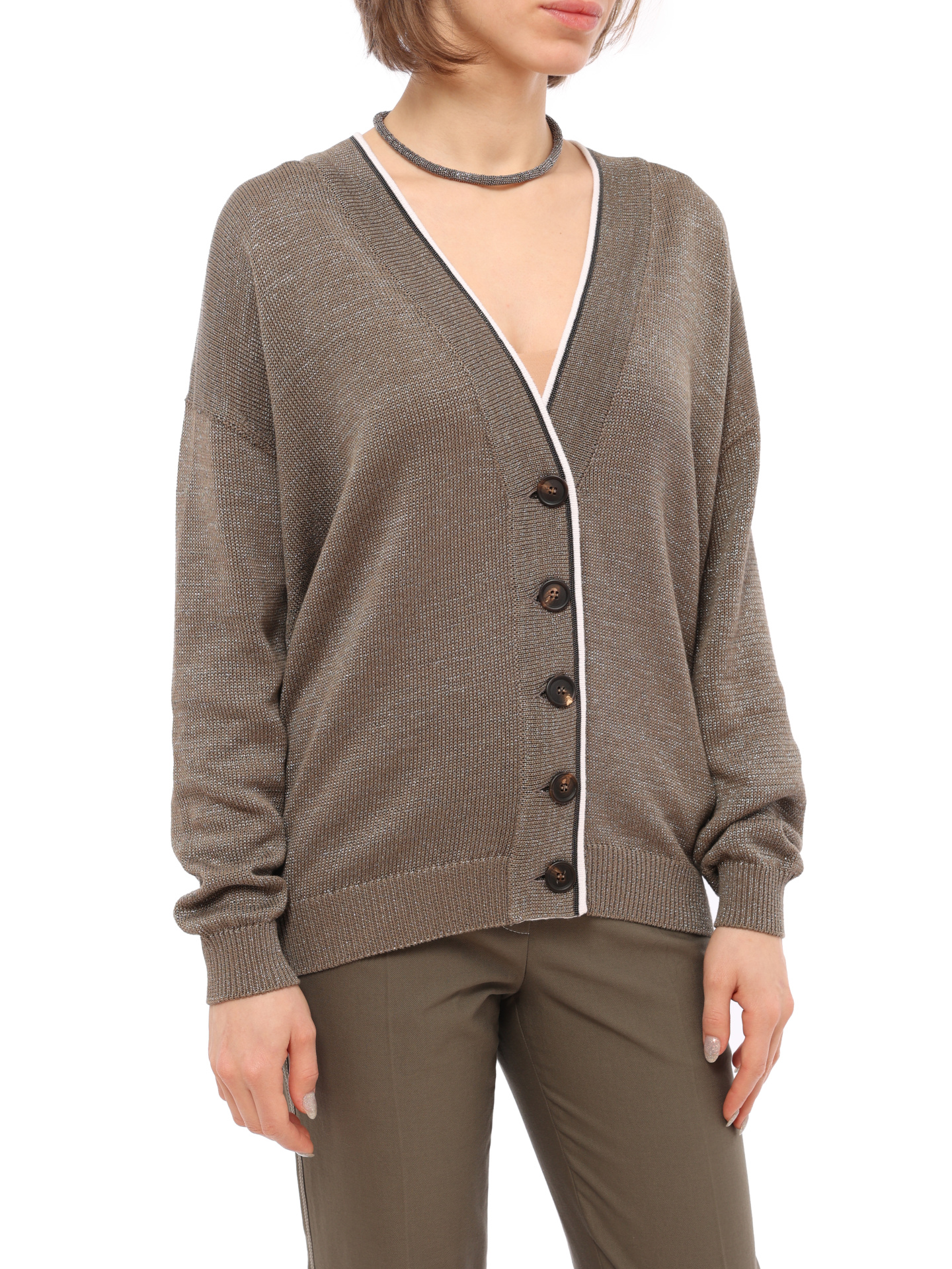 Кардиган Brunello Cucinelli M74767406 CE821 коричневый женский хлопковый — купить в интернет-магазине Verdistore