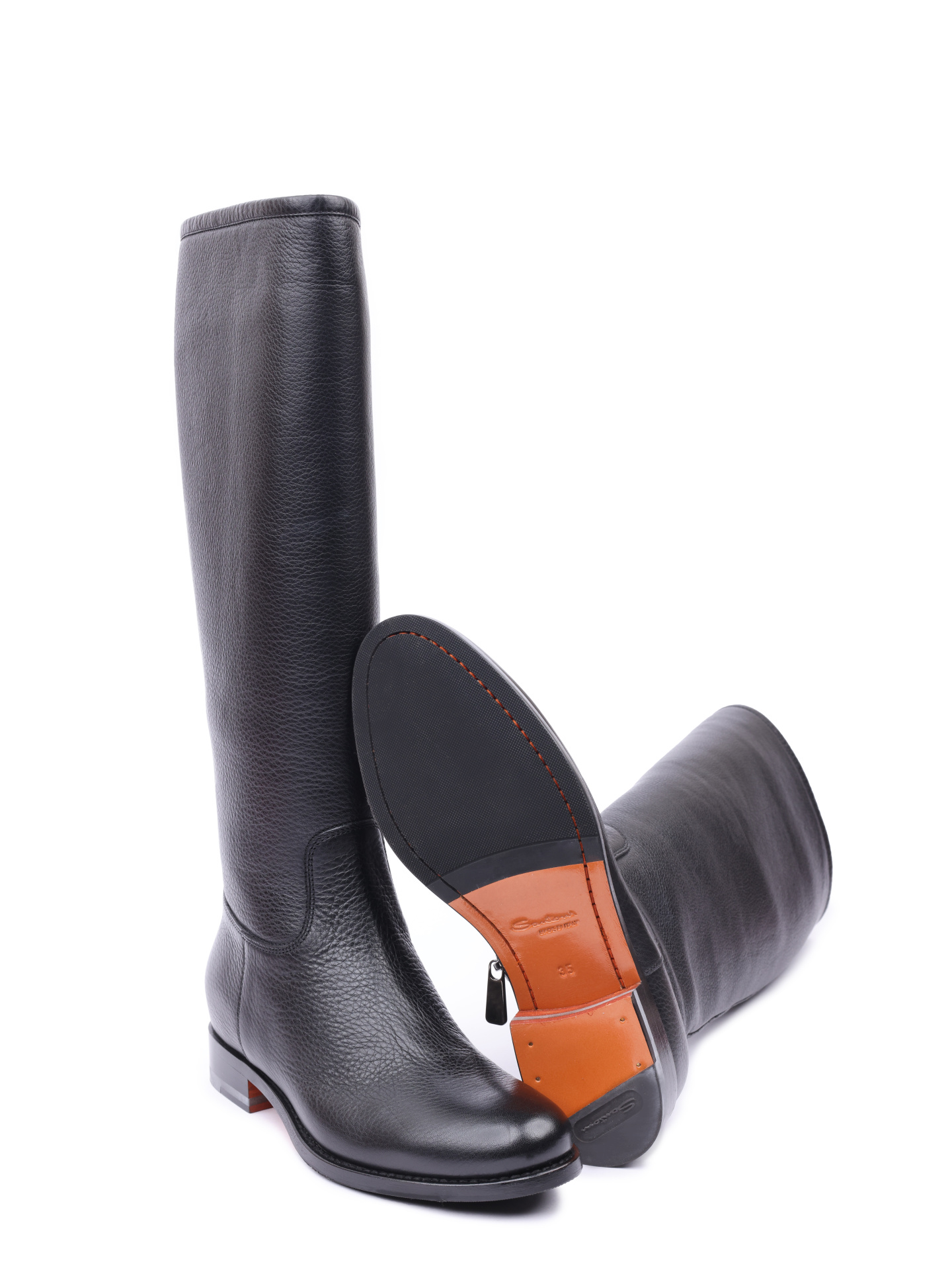 Сапоги Santoni WCHC54303BJ2SIDLN01 женские черные на каблуке  — купить в интернет-магазине Verdistore