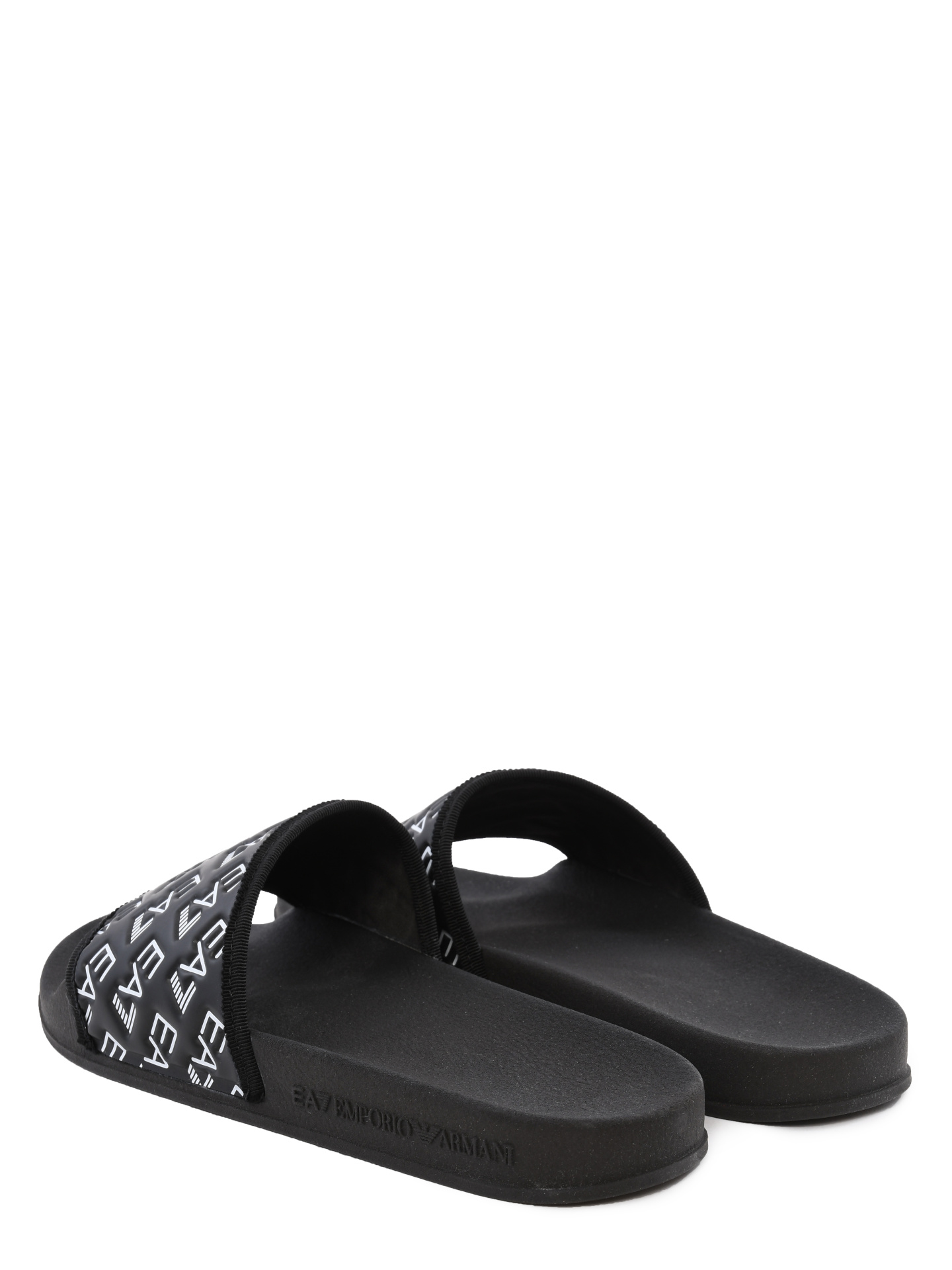 Шлепанцы с черно-белым монограммным логотипом на союзке — купить в интернет-магазине Verdistore