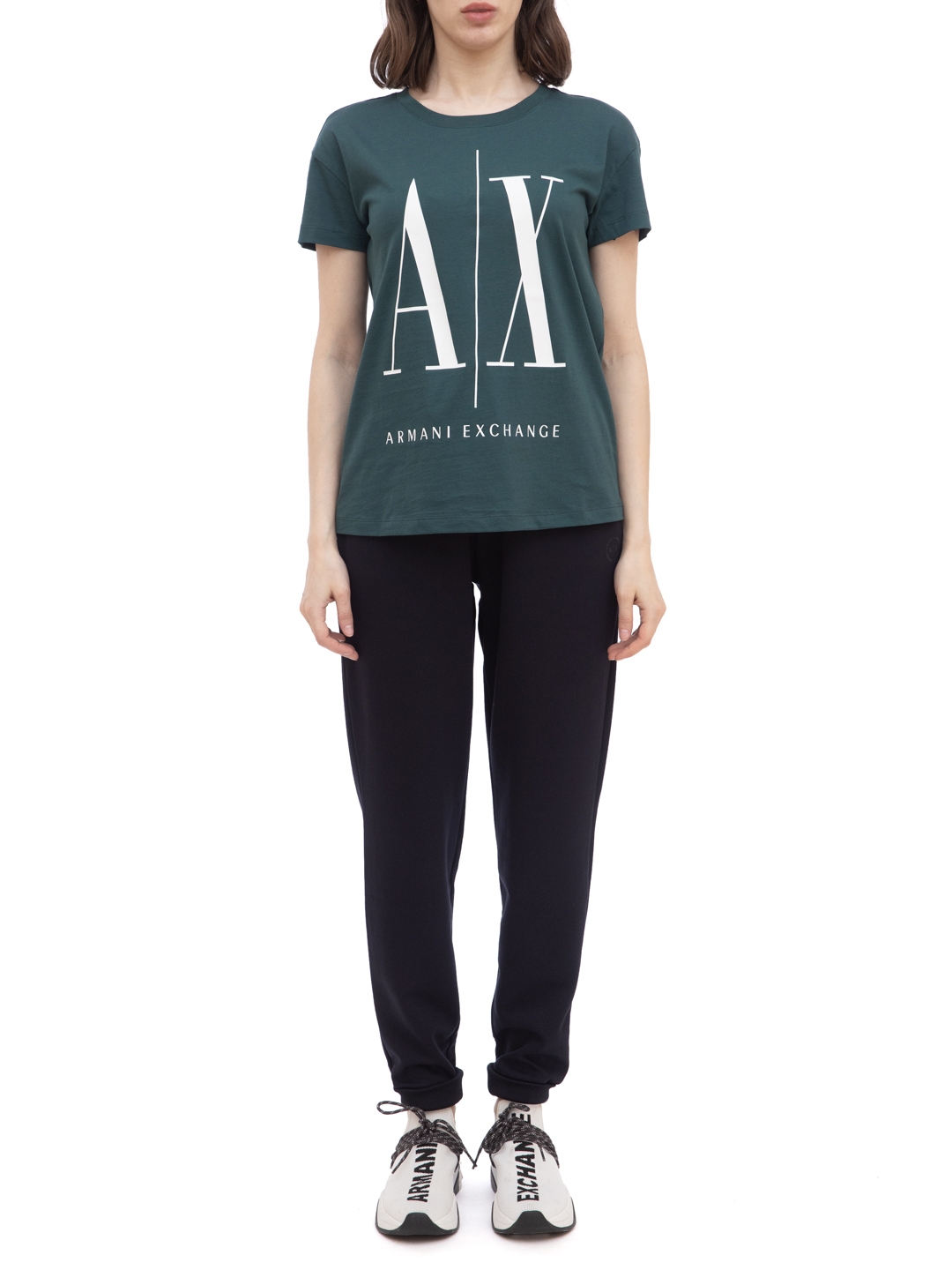Футболка Armani Exchange 8NYTCX зеленая женская с логотипом — купить в интернет-магазине Verdistore
