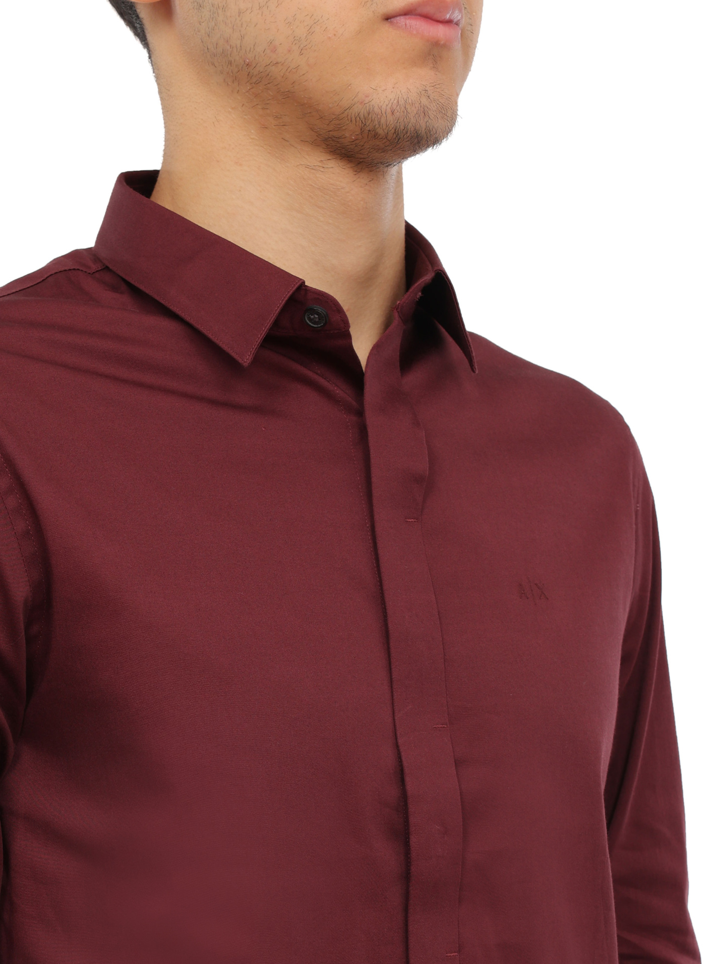 Рубашка Armani Exchange 8NZCBD ZN10Z 14AU бордовая мужская из хлопка — купить в интернет-магазине Verdistore