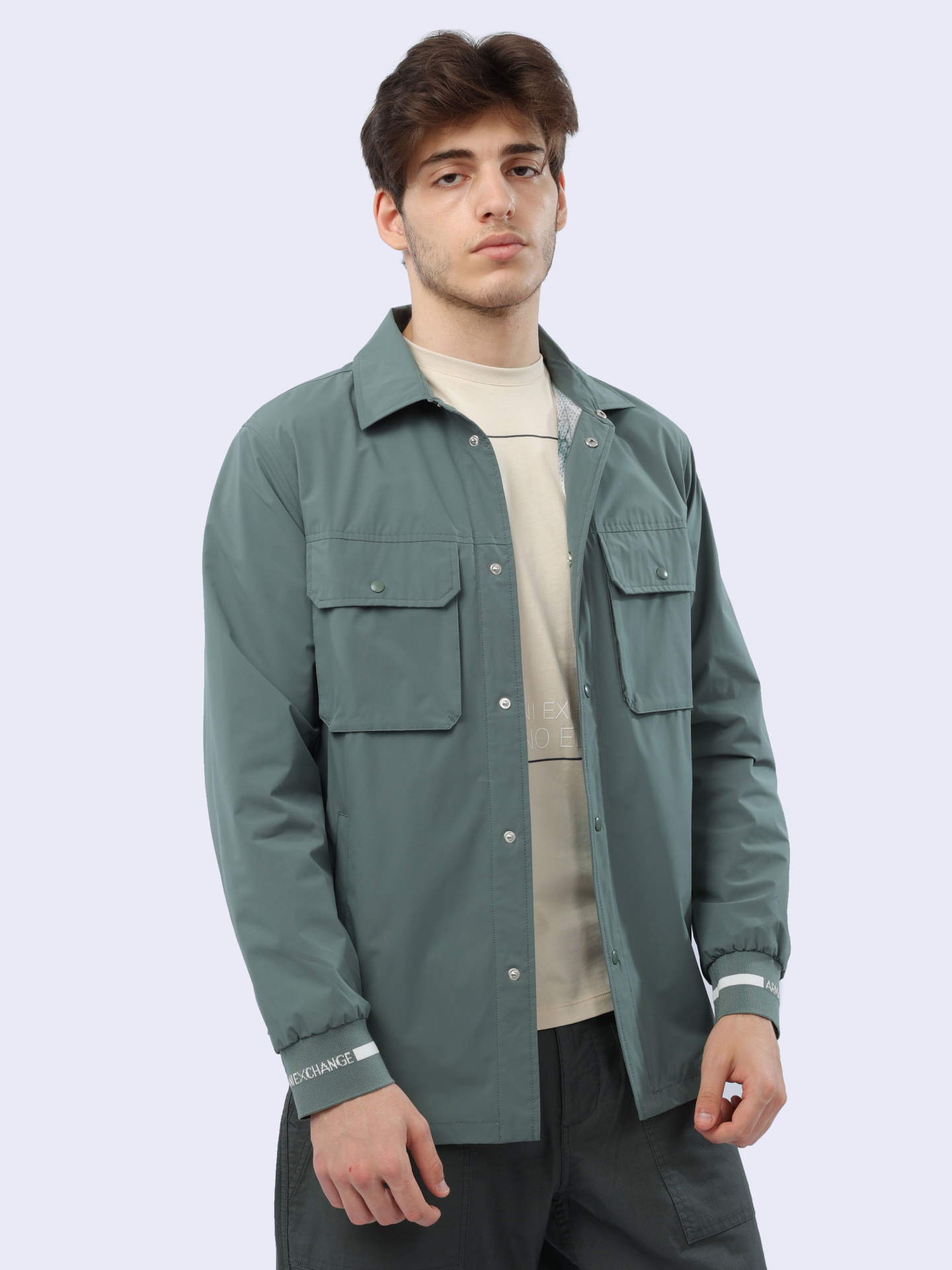 Рубашка Armani Exchange 3DZCL7 ZN3FZ 1888 светло-зеленая мужская на кнопках — купить в интернет-магазине Verdistore