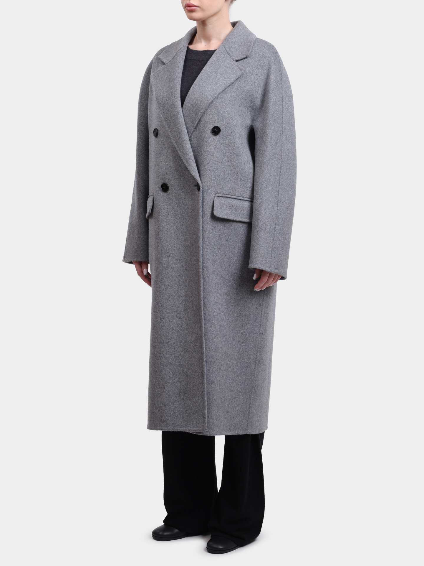 Пальто Alpha Studio AD-4690N 2005 серое женское двубортное — купить в интернет-магазине Verdistore