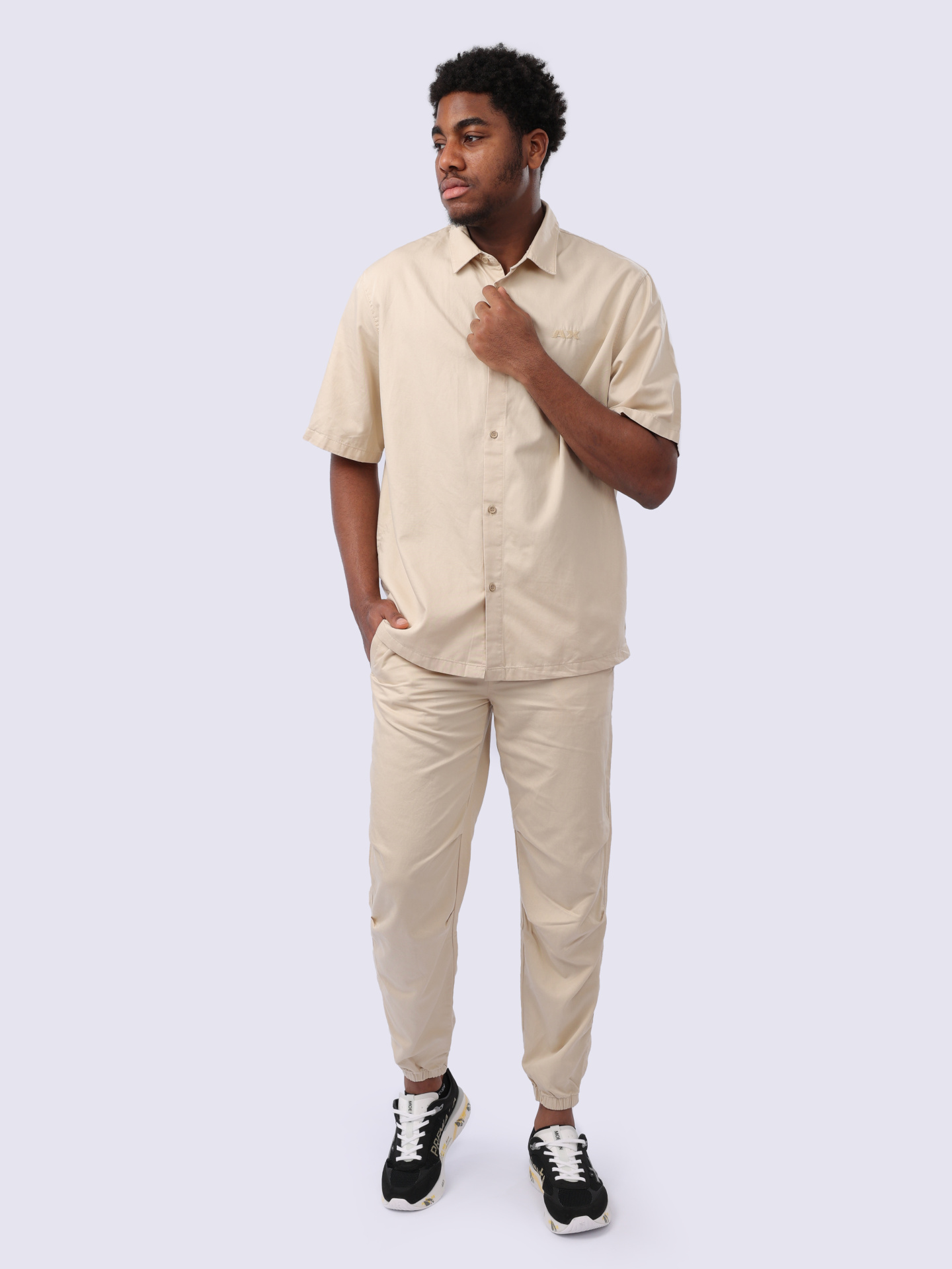 Рубашка Armani Exchange 3DZC21 ZN3LZ 1794 бежевая мужская — купить в интернет-магазине Verdistore