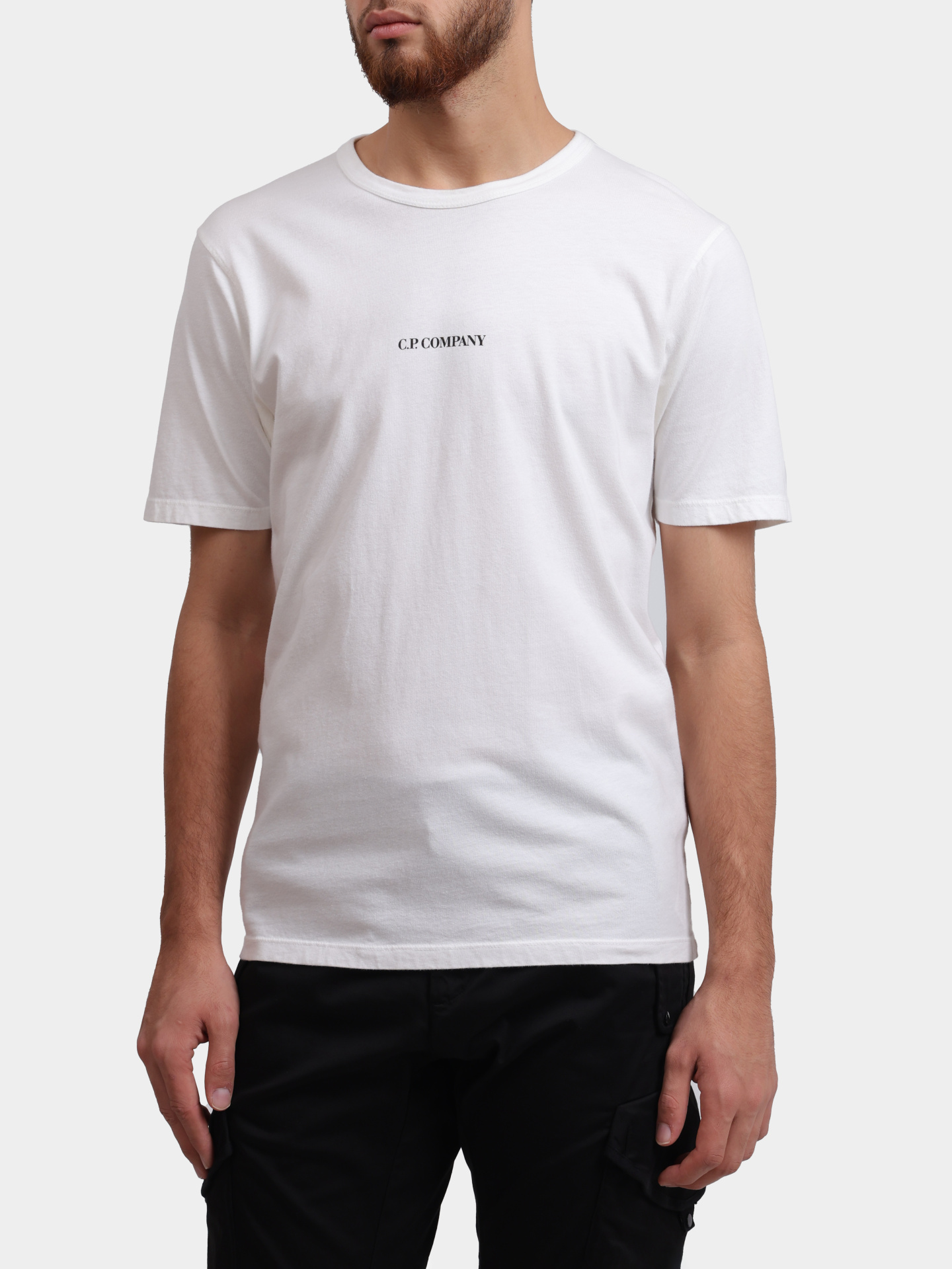 Футболка C.P. Company 16CMTS085A-005431G 103 белая мужская с логотипом — купить в интернет-магазине Verdistore