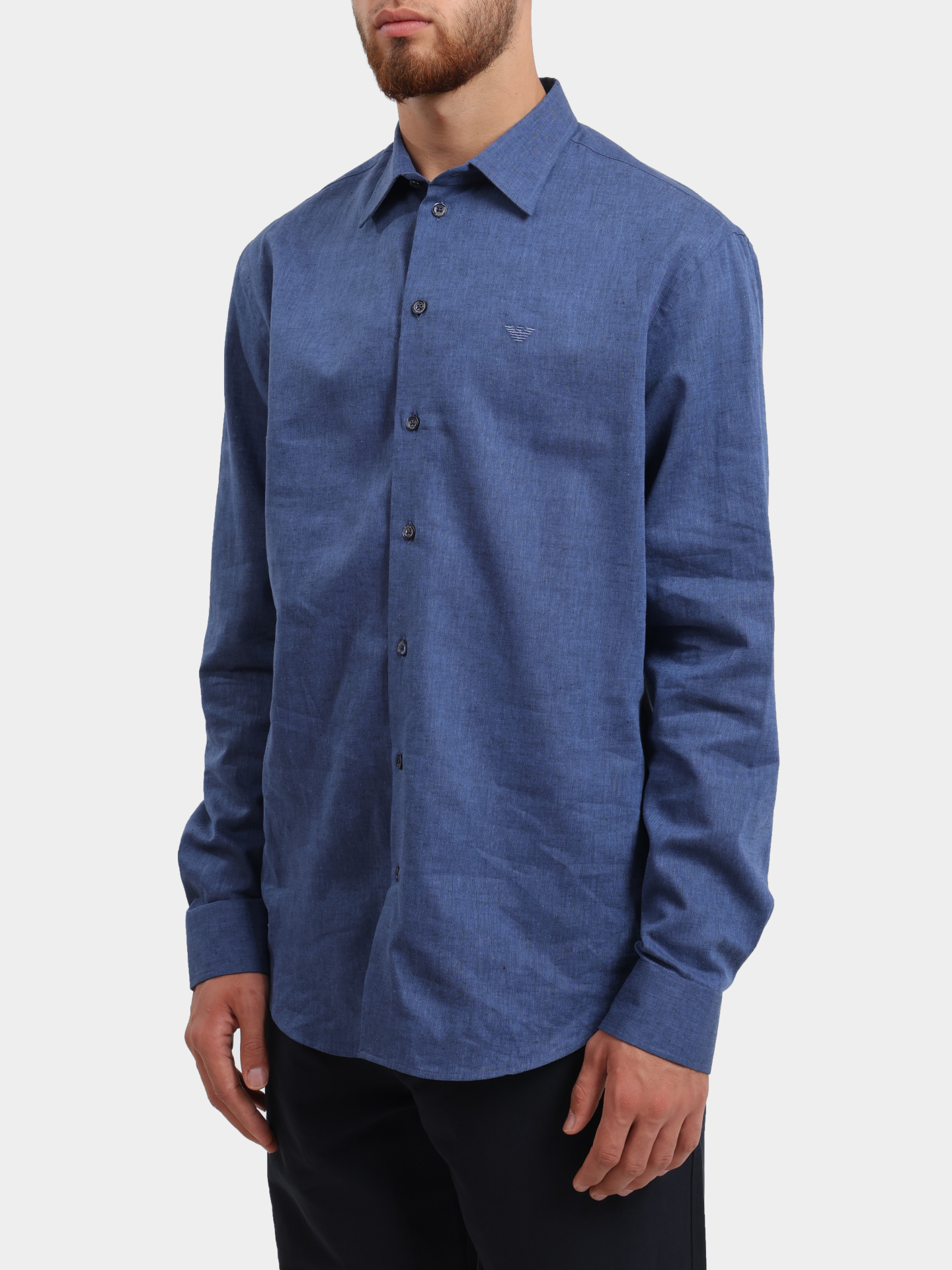 Рубашка Emporio Armani EM000099 TE14112 OB006 синяя мужская — купить в интернет-магазине Verdistore