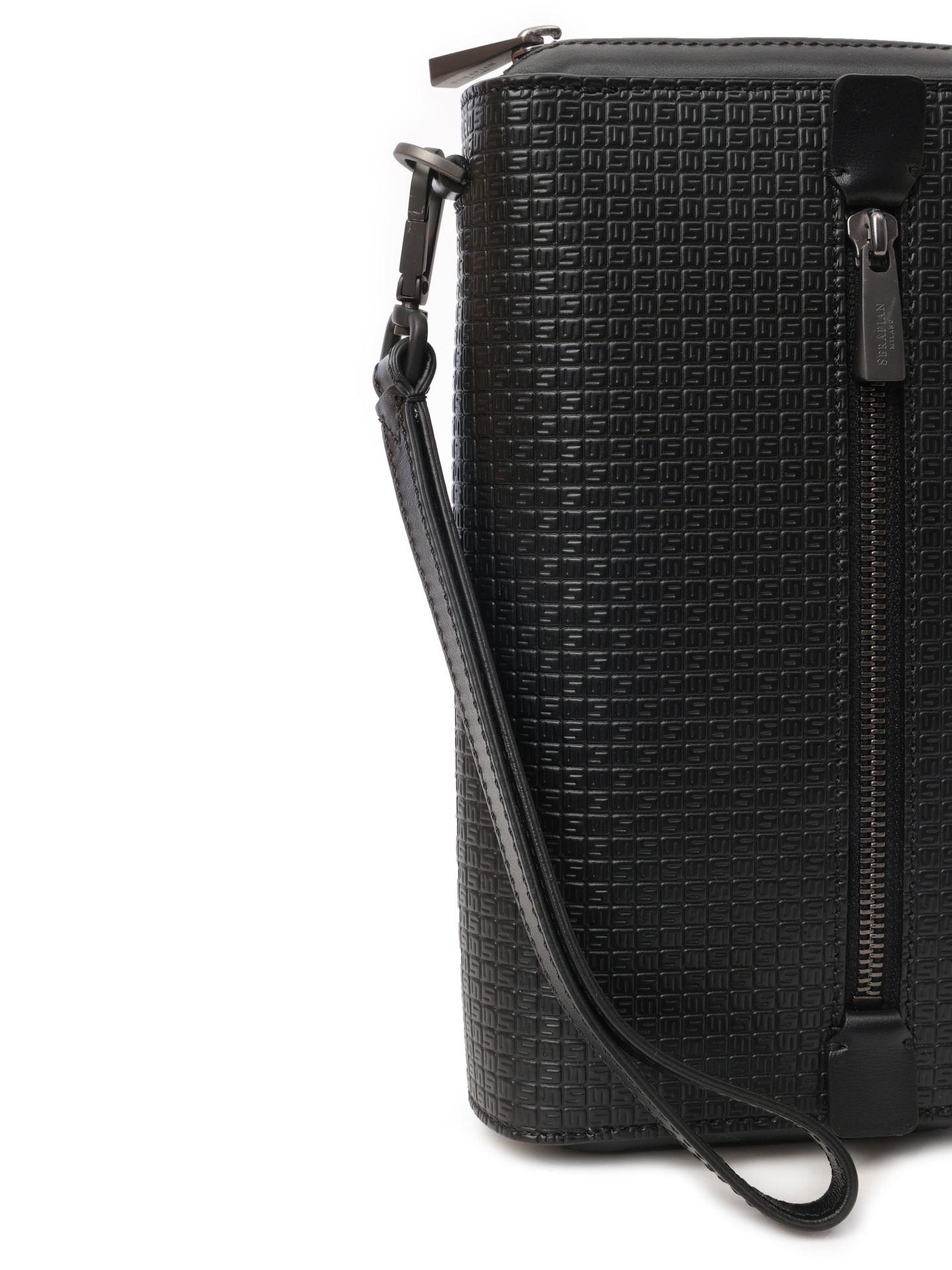 Косметичка черная кожаная с монограммным логотипом — купить в интернет-магазине Verdistore