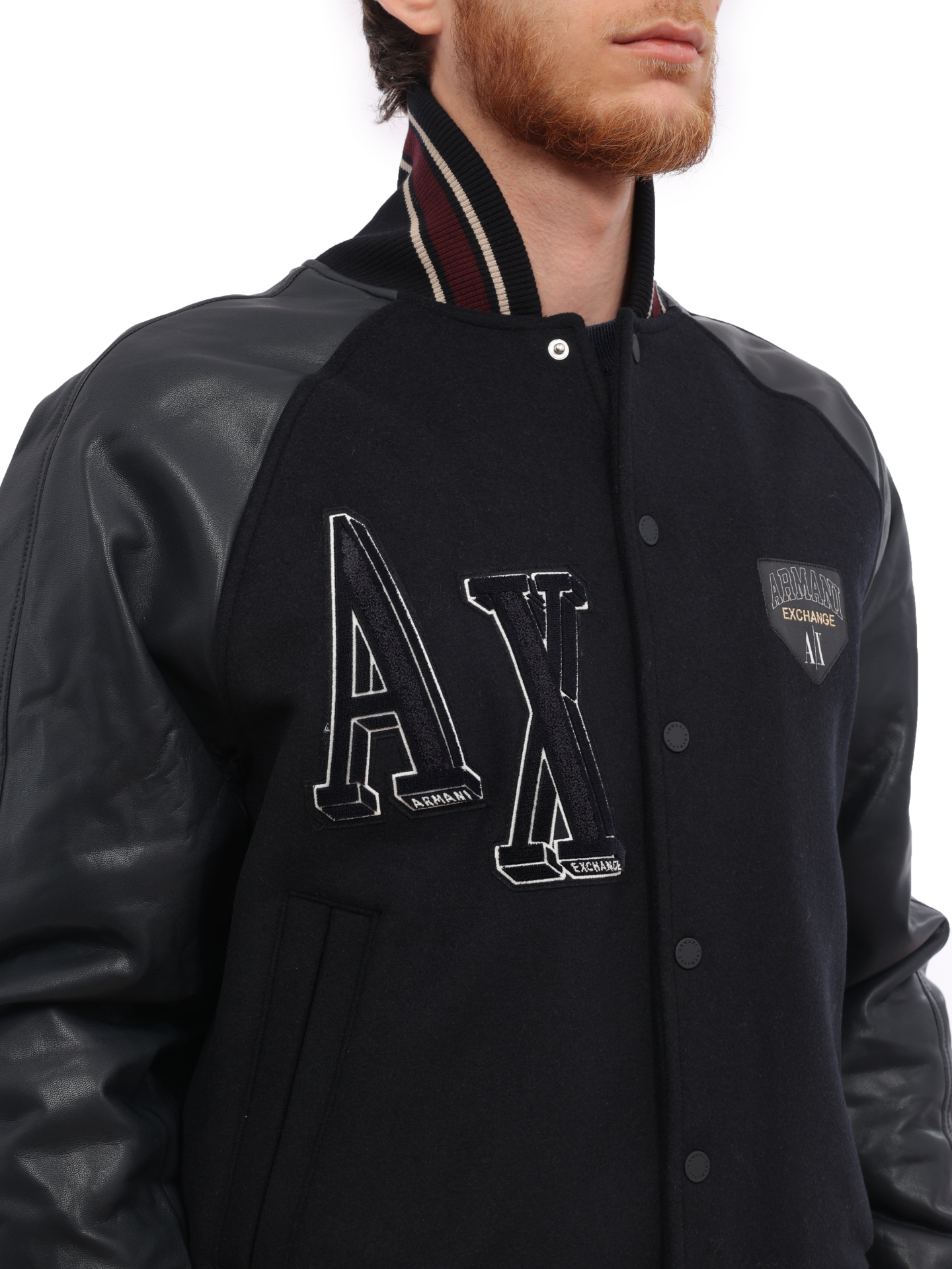 Бомбер Armani Exchange 6RZB21 ZNIKZ 1510 темно-синий мужской из шерсти — купить в интернет-магазине Verdistore