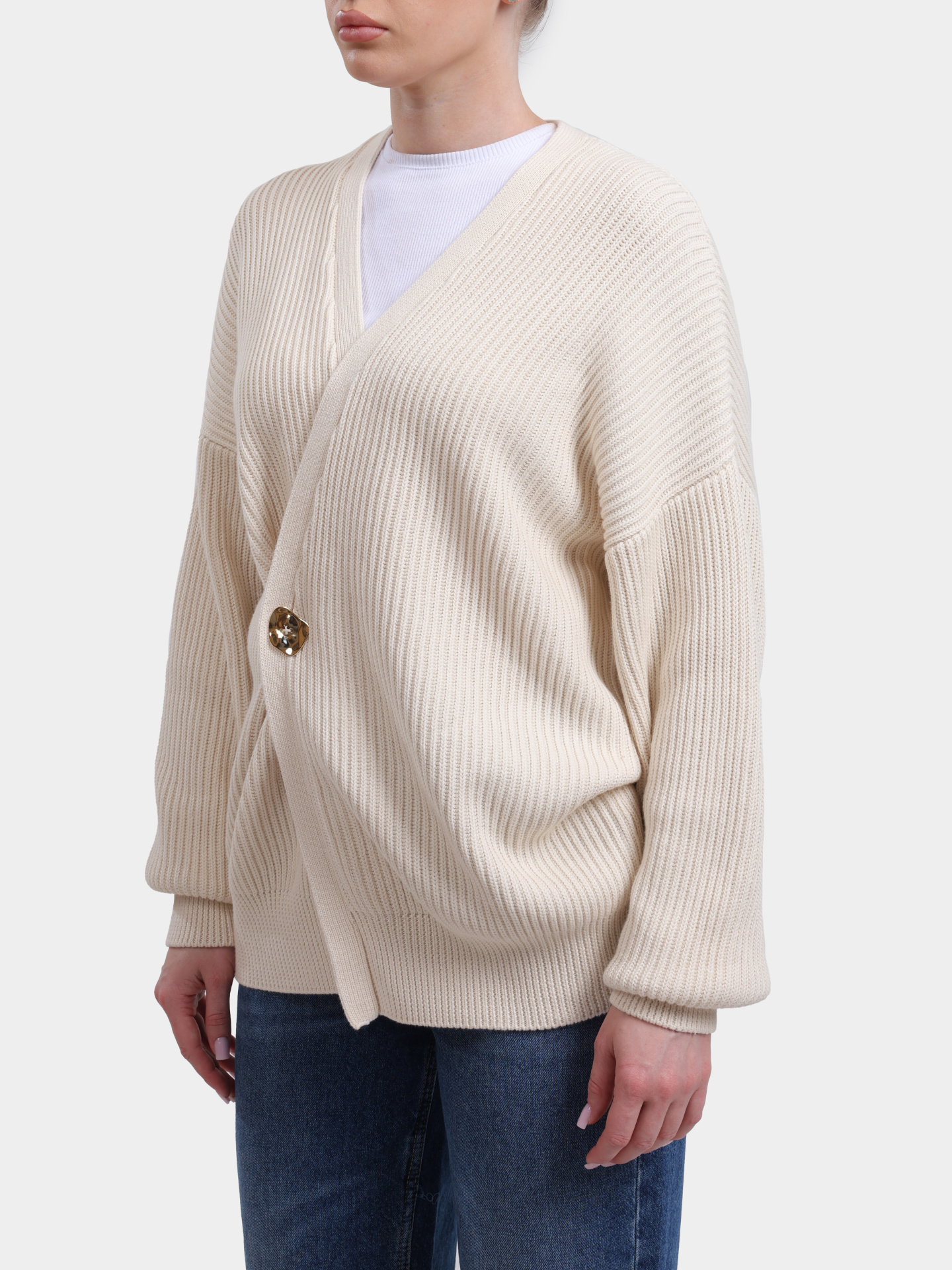 Кардиган Liu-Jo BLACK LABEL CA6194 MS042 P9572 бежевый женский с застёжкой на крупную пуговицу — купить в интернет-магазине Verdistore