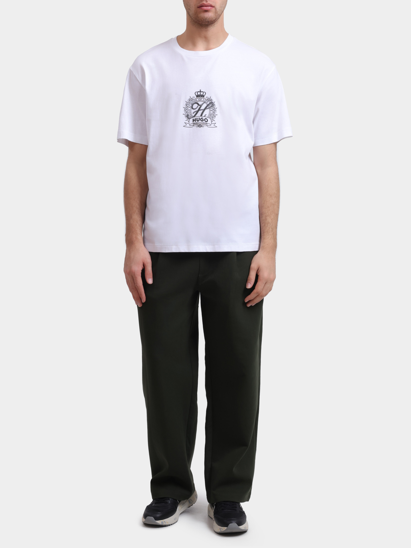 Футболка Hugo Daminor 10258299 мужская белая с принтом — купить в интернет-магазине Verdistore