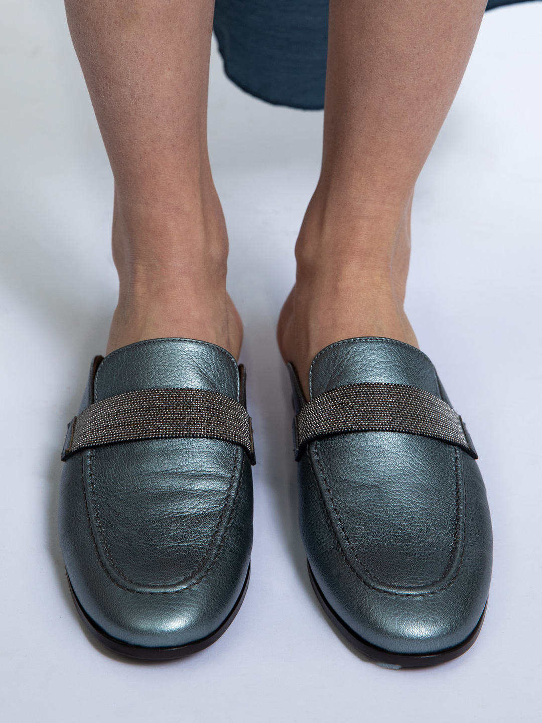 Шлепки Brunello Cucinelli MZGIC1109 кожаные женские — купить в интернет-магазине Verdistore