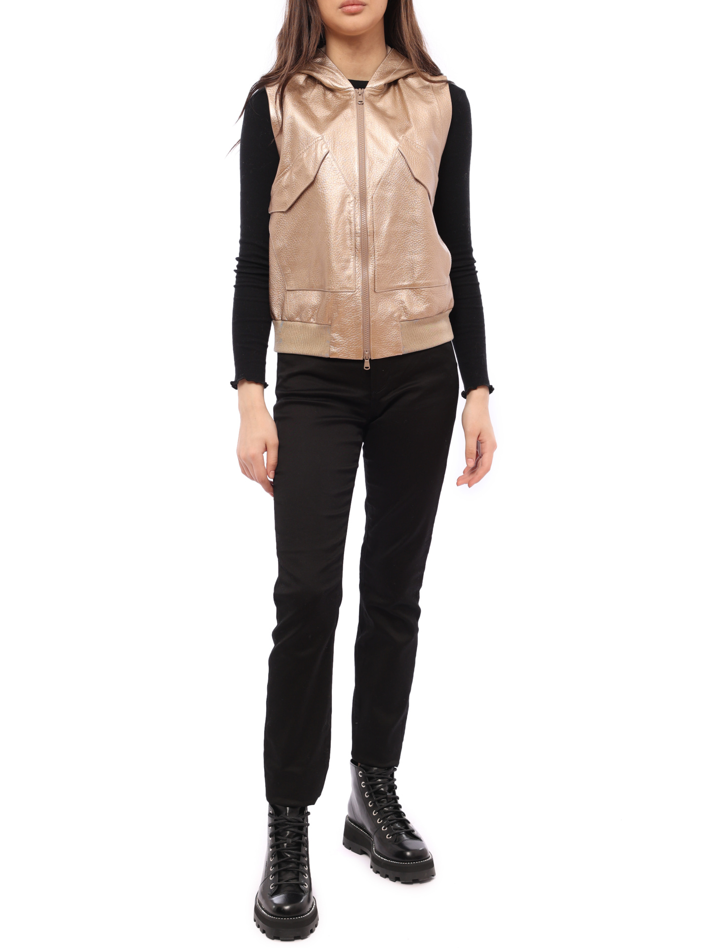 Жилет Brunello Cucinelli MPBUR3236 кожаный женский — купить в интернет-магазине Verdistore