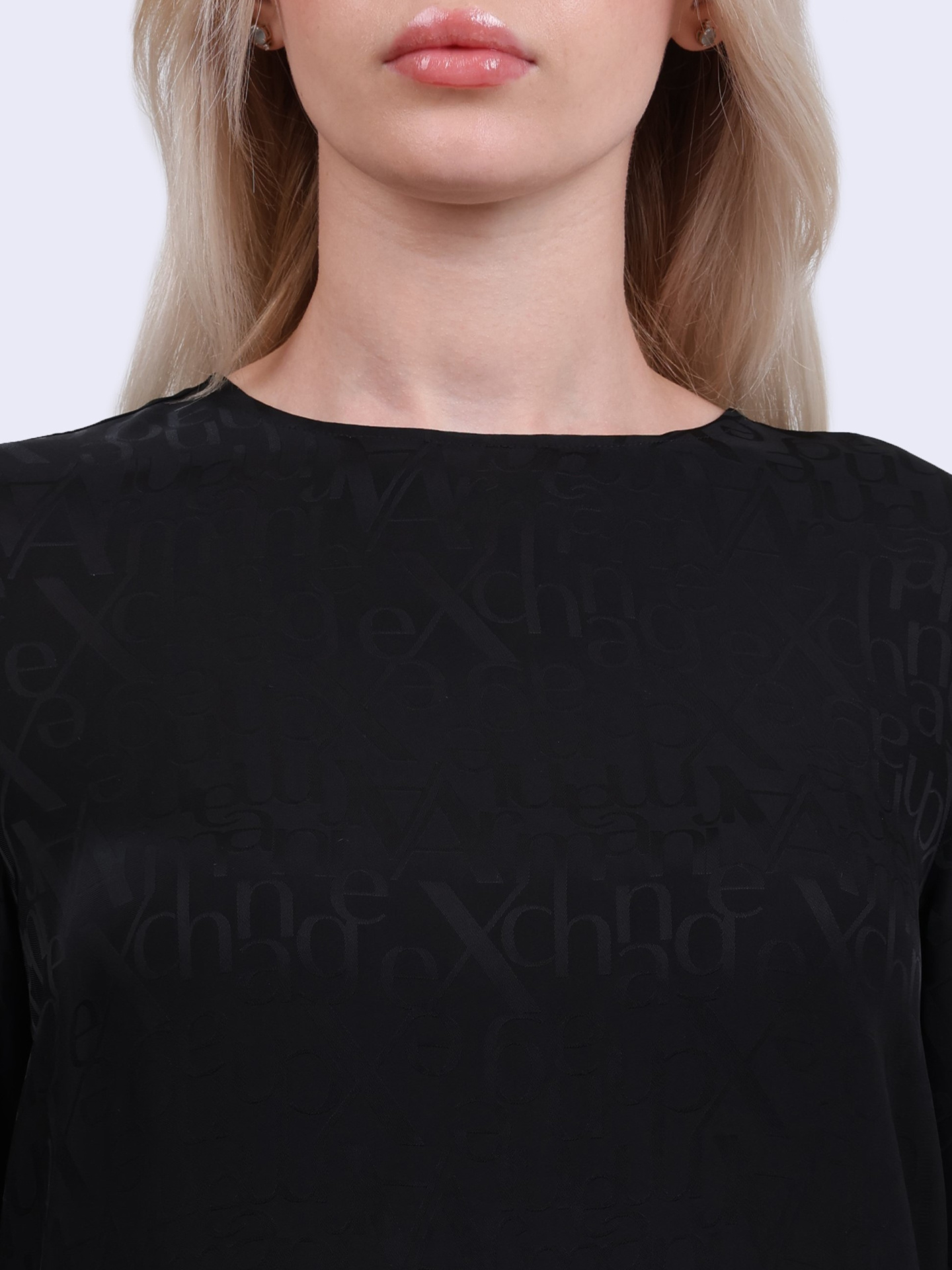 Блуза Armani Exchange XW000149 AF10842 черная женская из струящейся вискозы — купить в интернет-магазине Verdistore