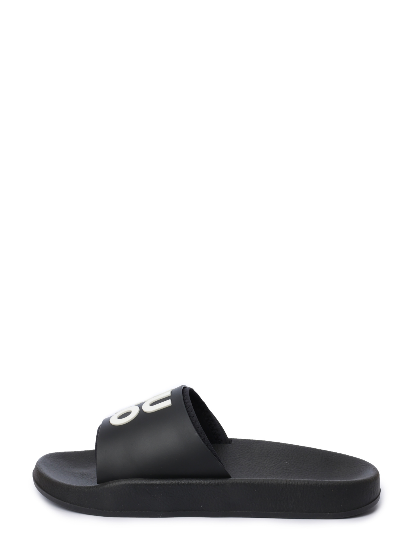 Шлепанцы массивные черные с белым логотипом на союзке — купить в интернет-магазине Verdistore