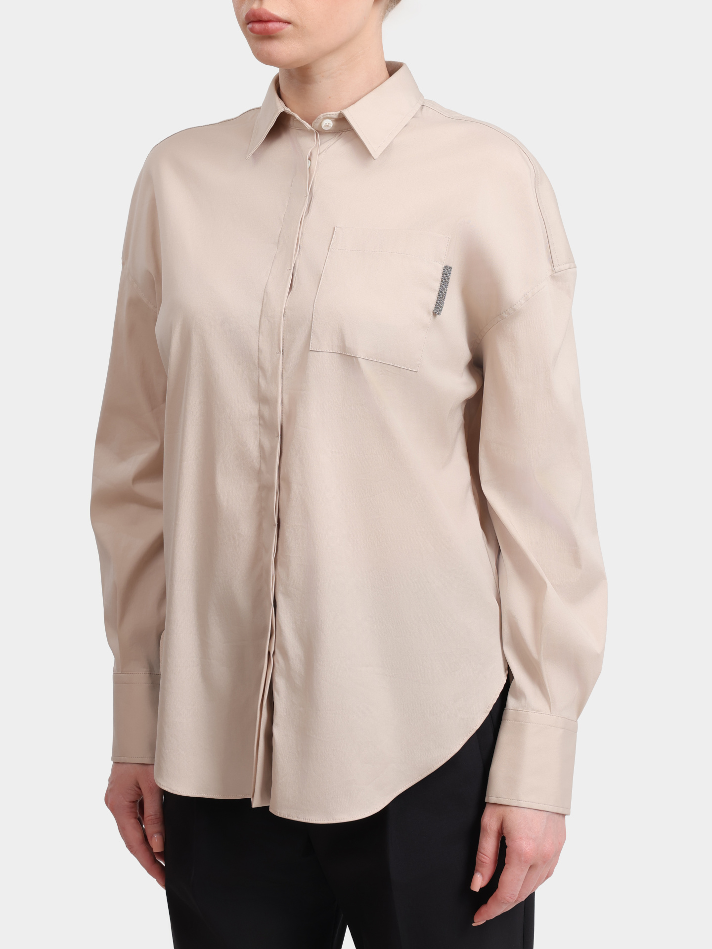 Блузка Brunello Cucinelli M0091MF116 C7498 песочная женская из хлопка — купить в интернет-магазине Verdistore