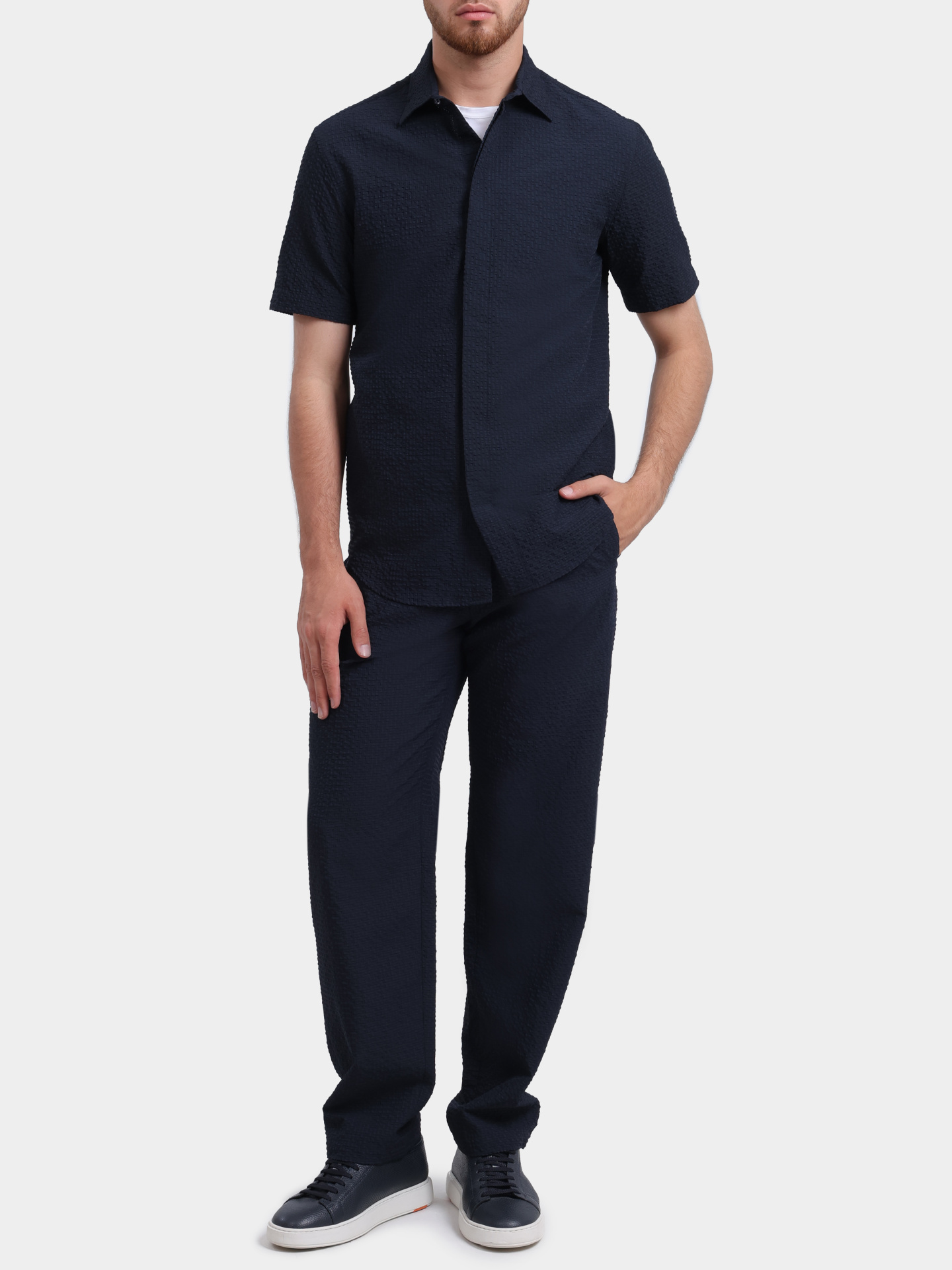 Рубашка Emporio Armani EM005655 TE20392 UB109 фактурная мужская — купить в интернет-магазине Verdistore