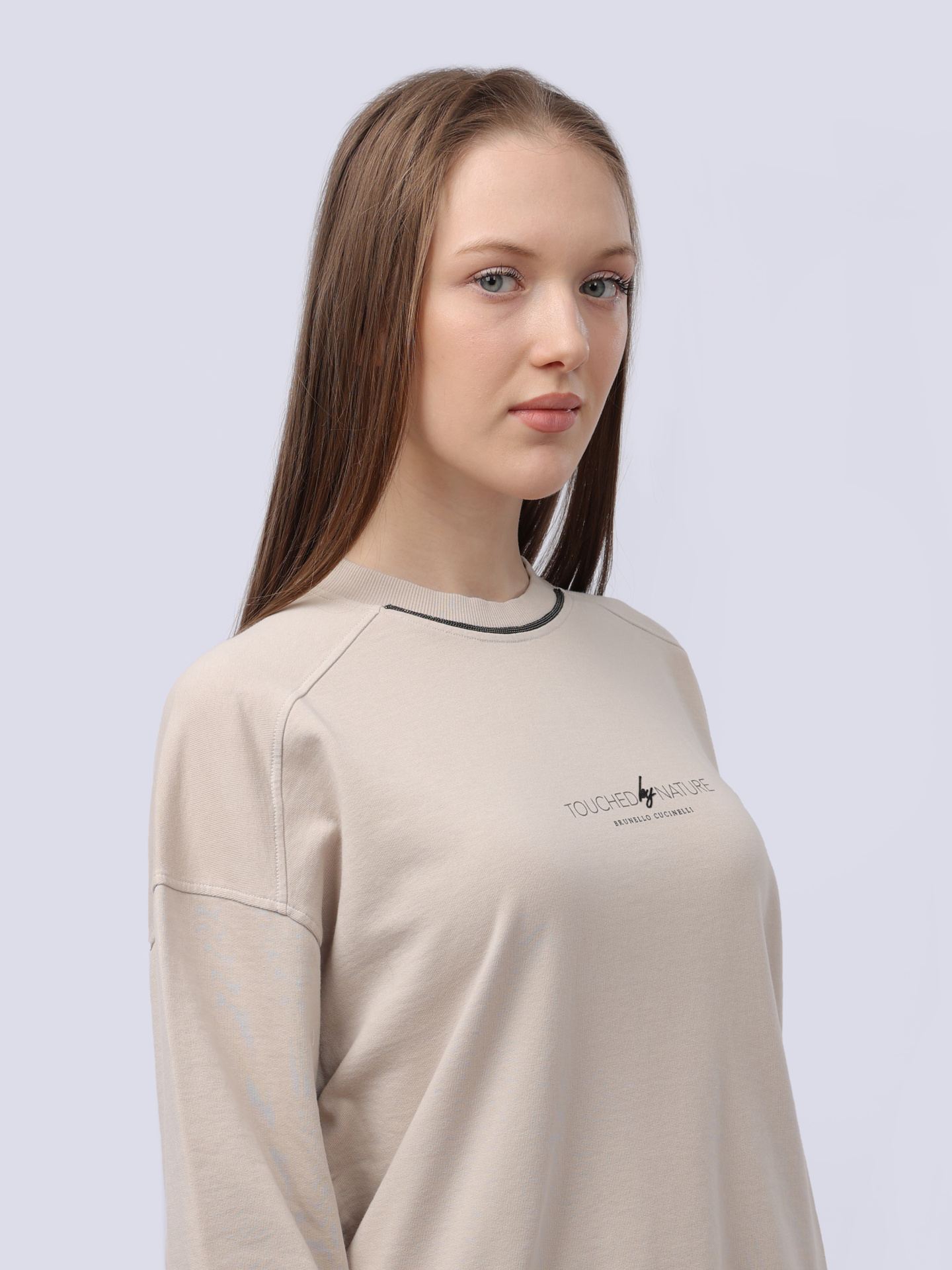 Свитшот Brunello Cucinelli MD869B1386 C9000 бежевый женский из хлопка — купить в интернет-магазине Verdistore