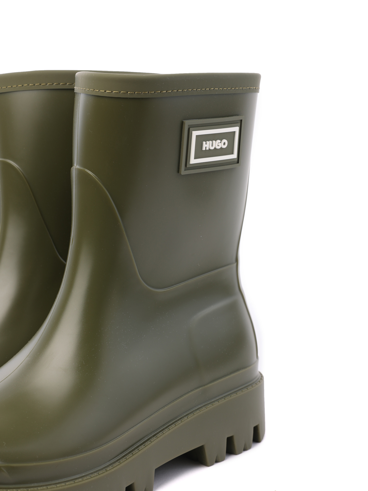 Резиновые полусапоги Hugo темно-зеленые женские с логотипом — купить в интернет-магазине Verdistore