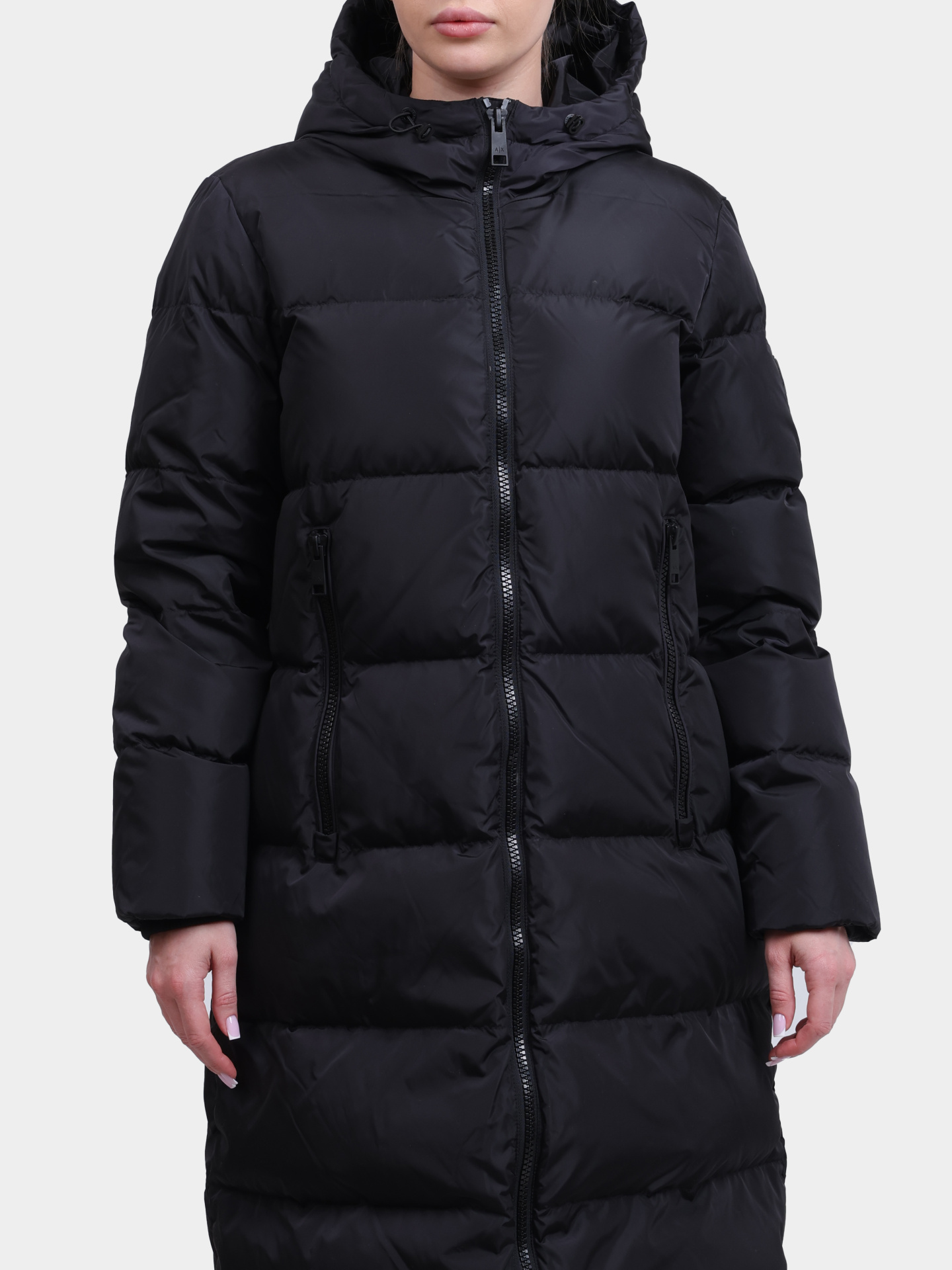 Пуховик Armani Exchange AF12286 UC001 черный женский удлиненный — купить в интернет-магазине Verdistore