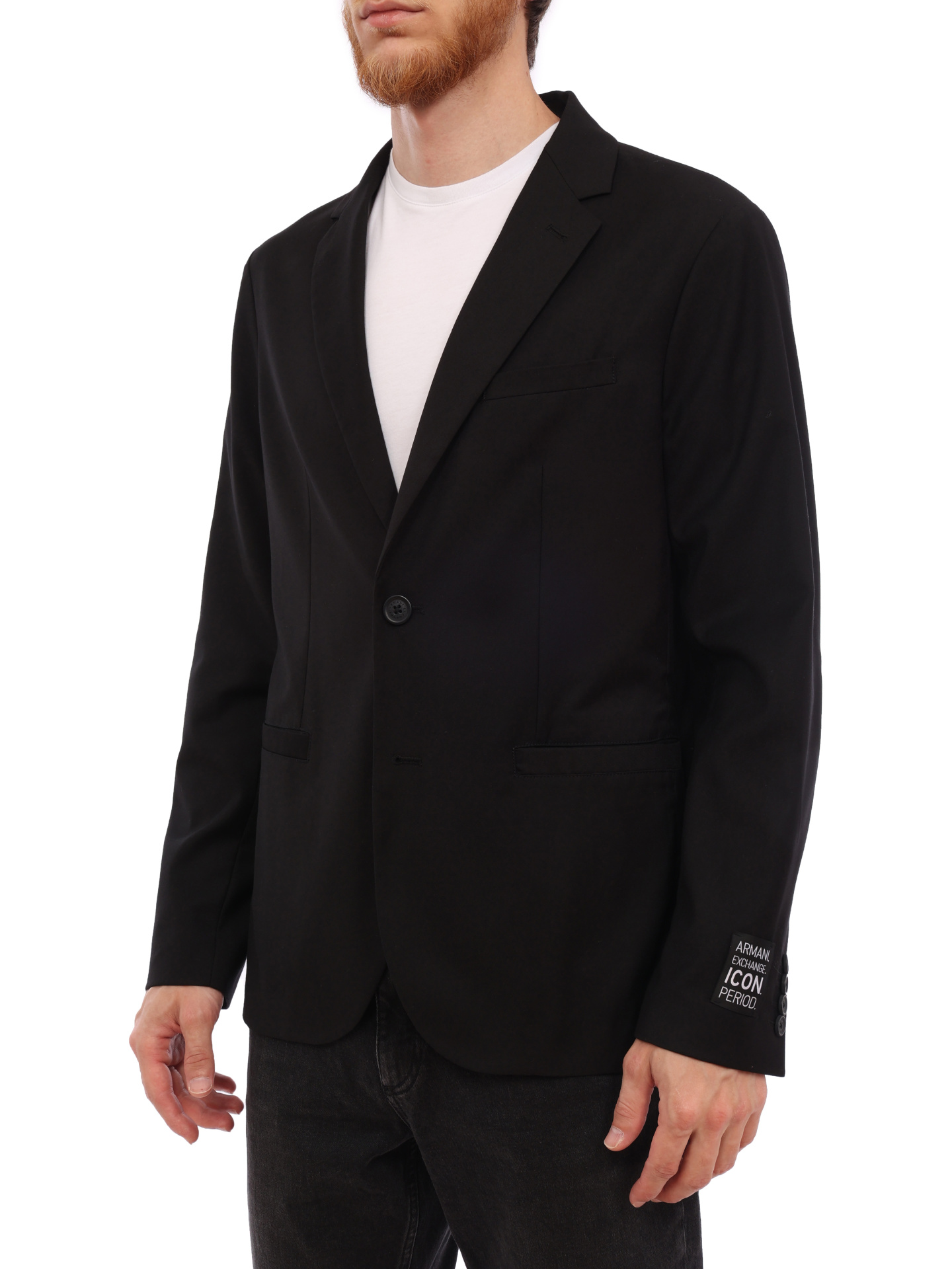 Пиджак Armani Exchange 8NZGP1 ZNPMZ 2240 черный мужской с нашивкой на рукаве — купить в интернет-магазине Verdistore