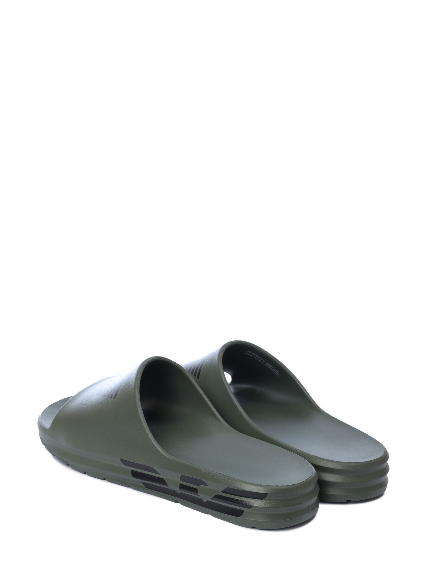 Шлепанцы хаки с черным логотипом на массивной подошве — купить в интернет-магазине Verdistore