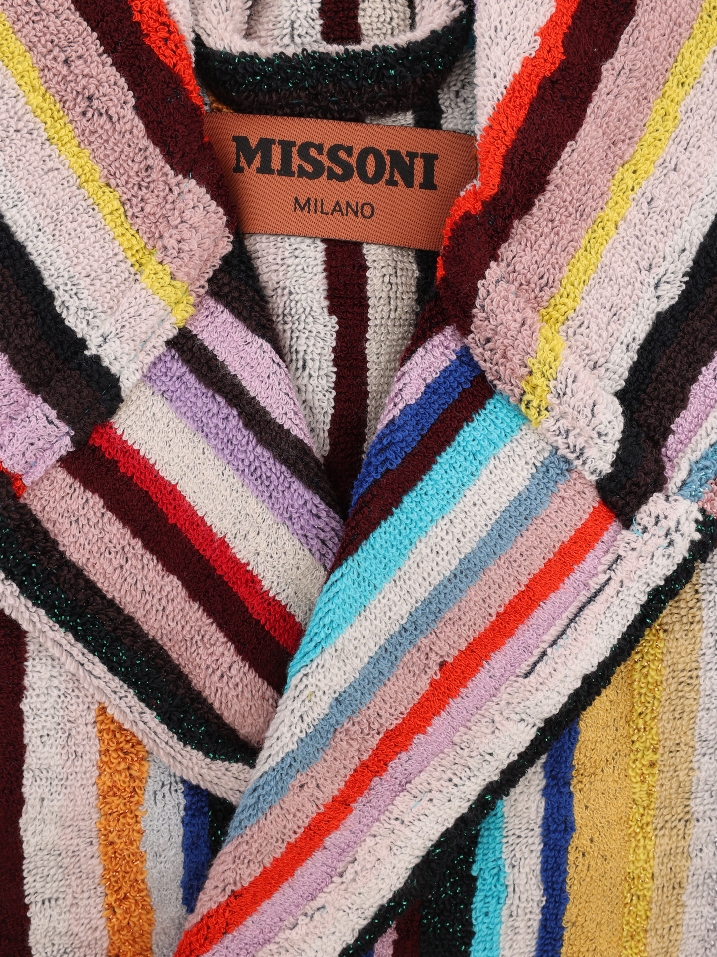 Халат из махровой ткани с ярким многоцветным полосатым узором — купить в интернет-магазине Verdistore