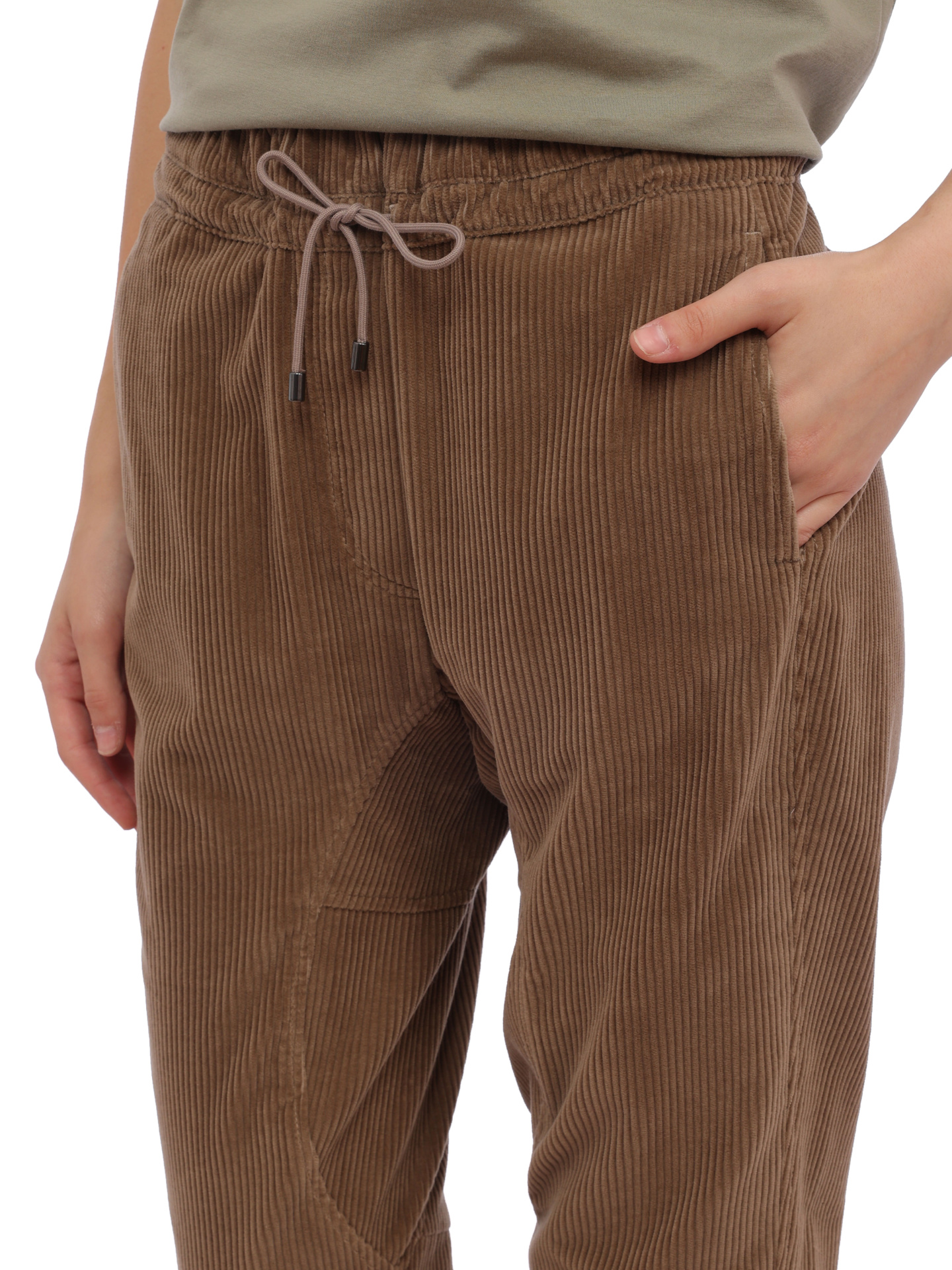 Брюки Brunello Cucinelli MA121P6783 бежевые женские из вельвета — купить в интернет-магазине Verdistore