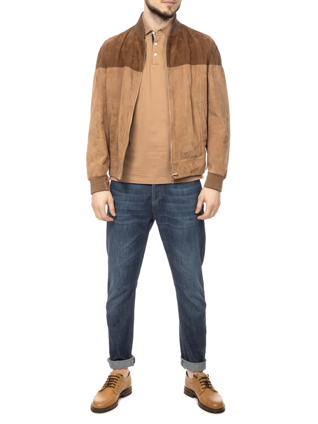Бомбер Brunello Cucinelli MPCLN1806 замшевый мужской — купить в интернет-магазине Verdistore