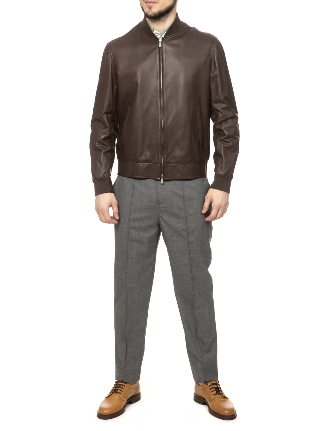 Куртка Brunello Cucinelli MPLYR1621 CA054 коричневая мужская из кожи — купить в интернет-магазине Verdistore