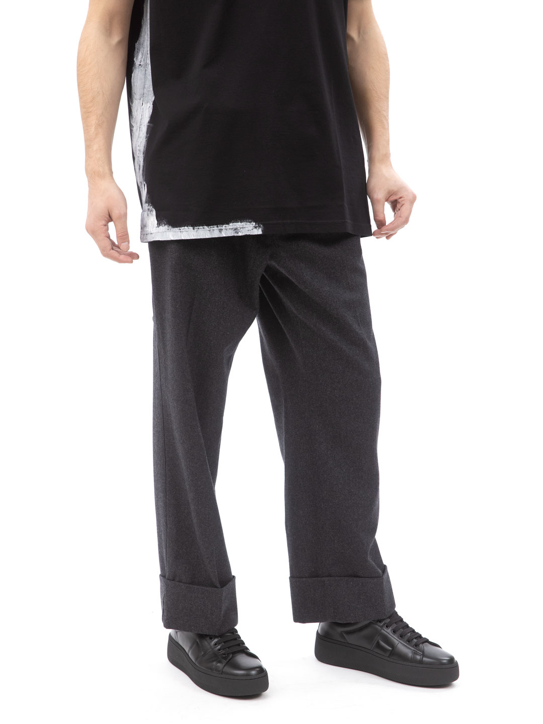  Брюки шерстяные цвета антрацит прямого кроя — купить в интернет-магазине Verdistore