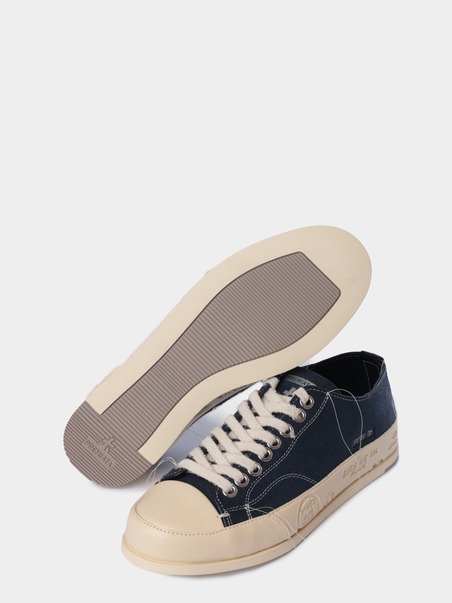 Кеды Premiata Sport VINCE015 NAVY темно-синие мужские на белой высокой подошве — купить в интернет-магазине Verdistore