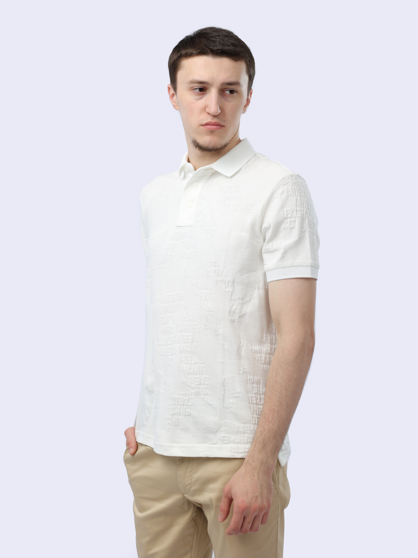 Поло Armani Exchange 3DZFLG ZJ85Z 51AQ белое мужское из текстурной ткани — купить в интернет-магазине Verdistore
