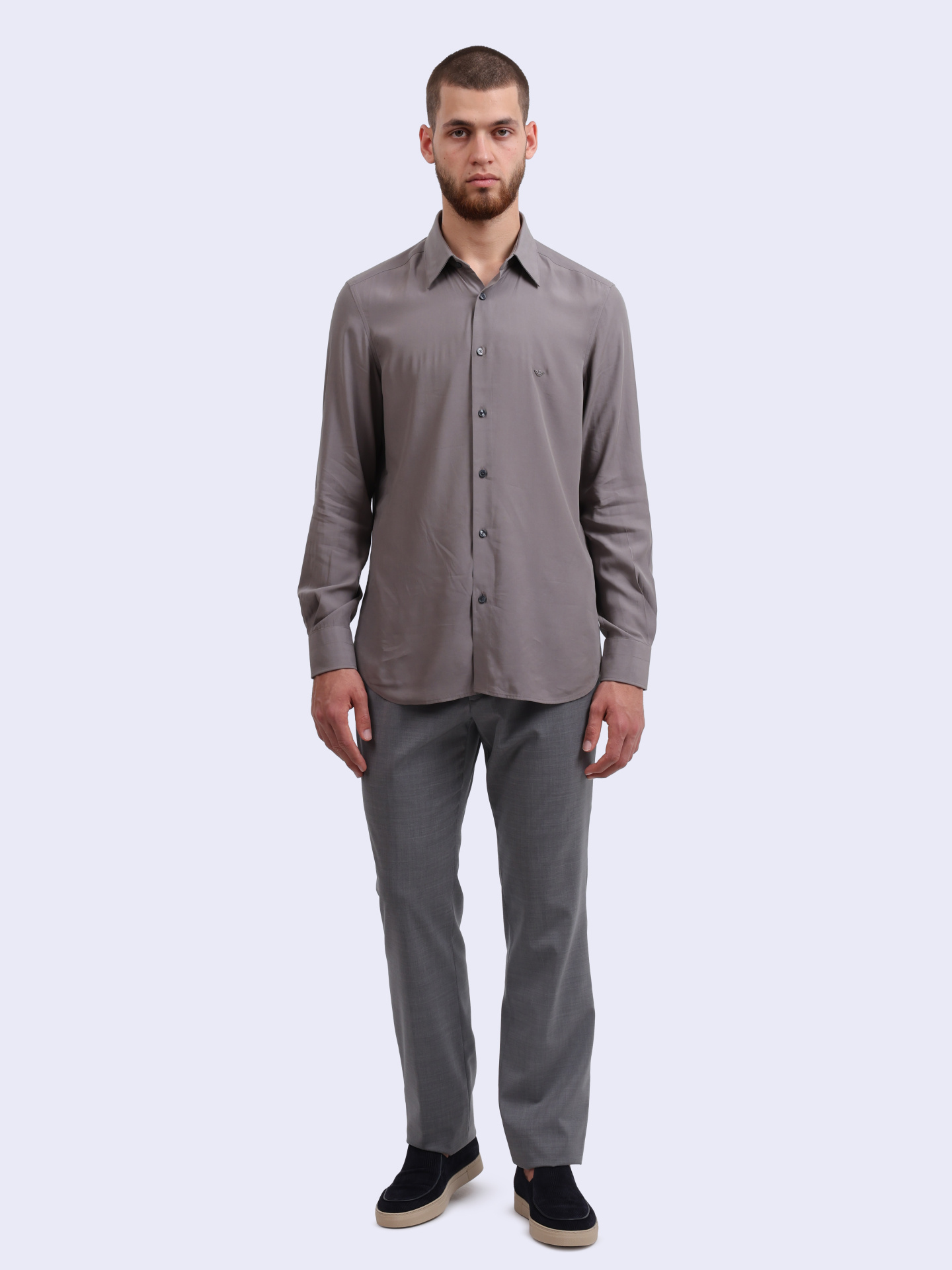 Рубашка Emporio Armani EM001537 AF14214 U6107 серая мужская — купить в интернет-магазине Verdistore