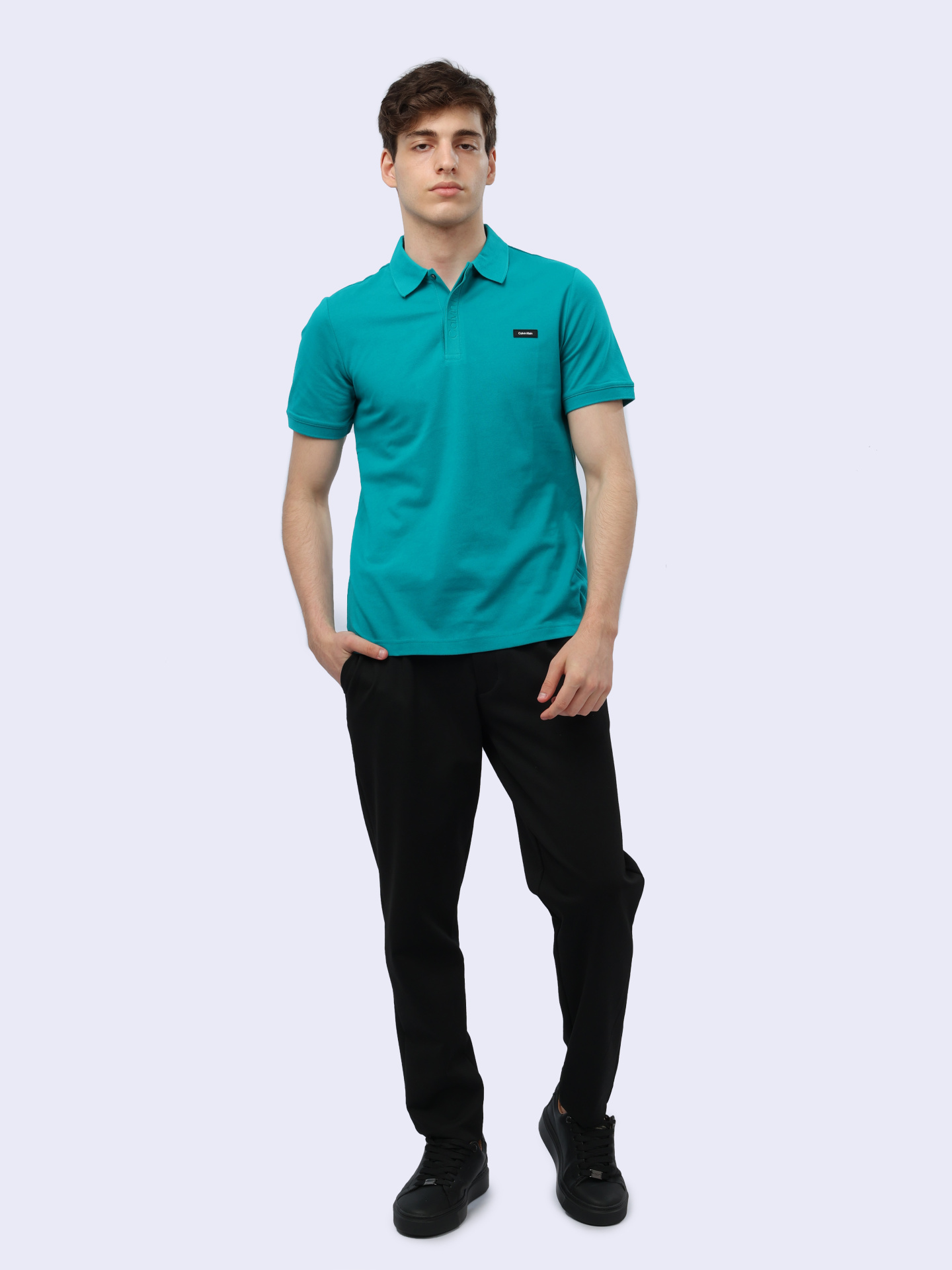 Поло Calvin Klein K10K112470 LEI бирюзовое мужское — купить в интернет-магазине Verdistore