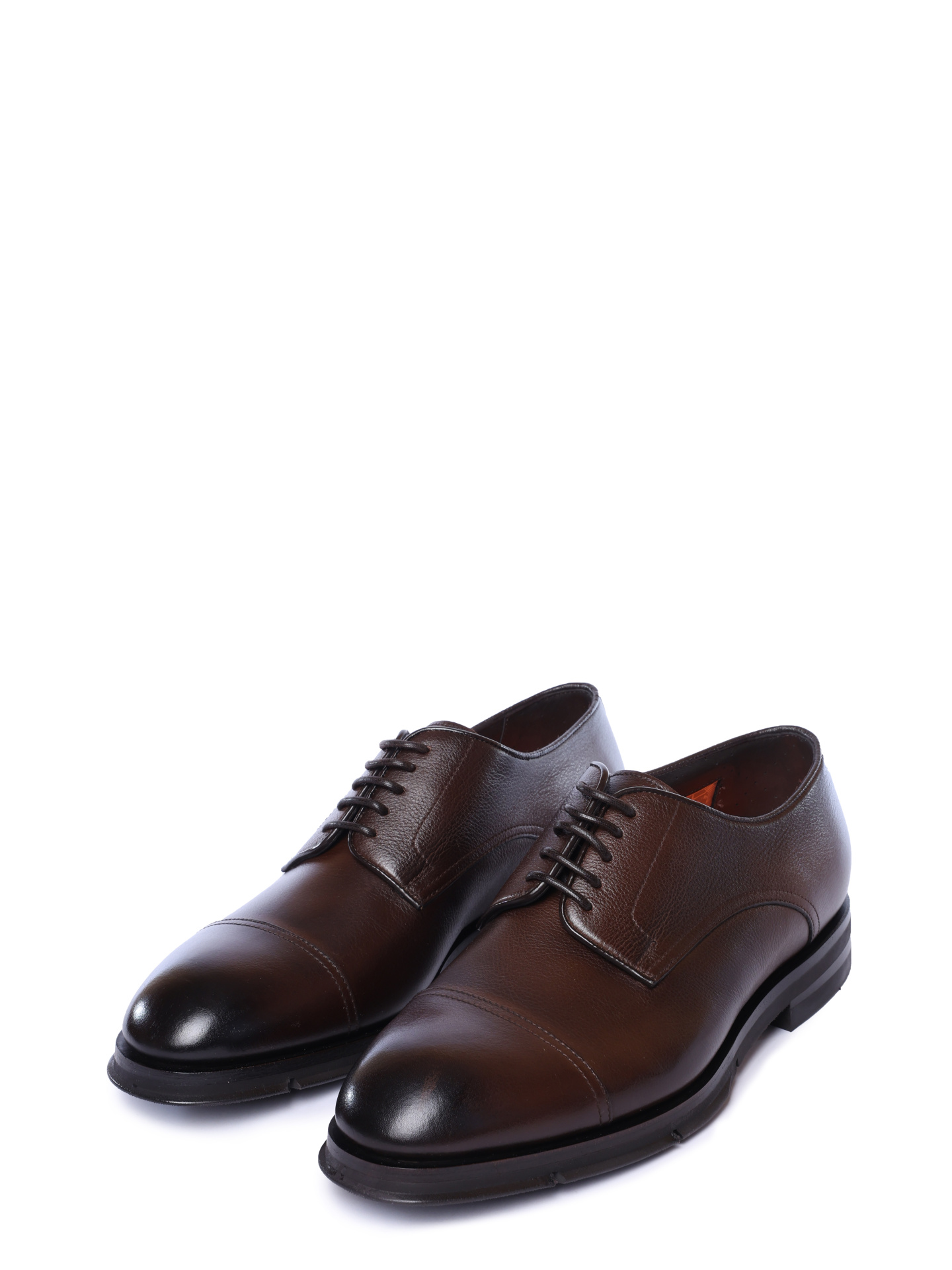 Дерби коричневые из гладкой кожи с каблуком и приподнятым носком — купить в интернет-магазине Verdistore