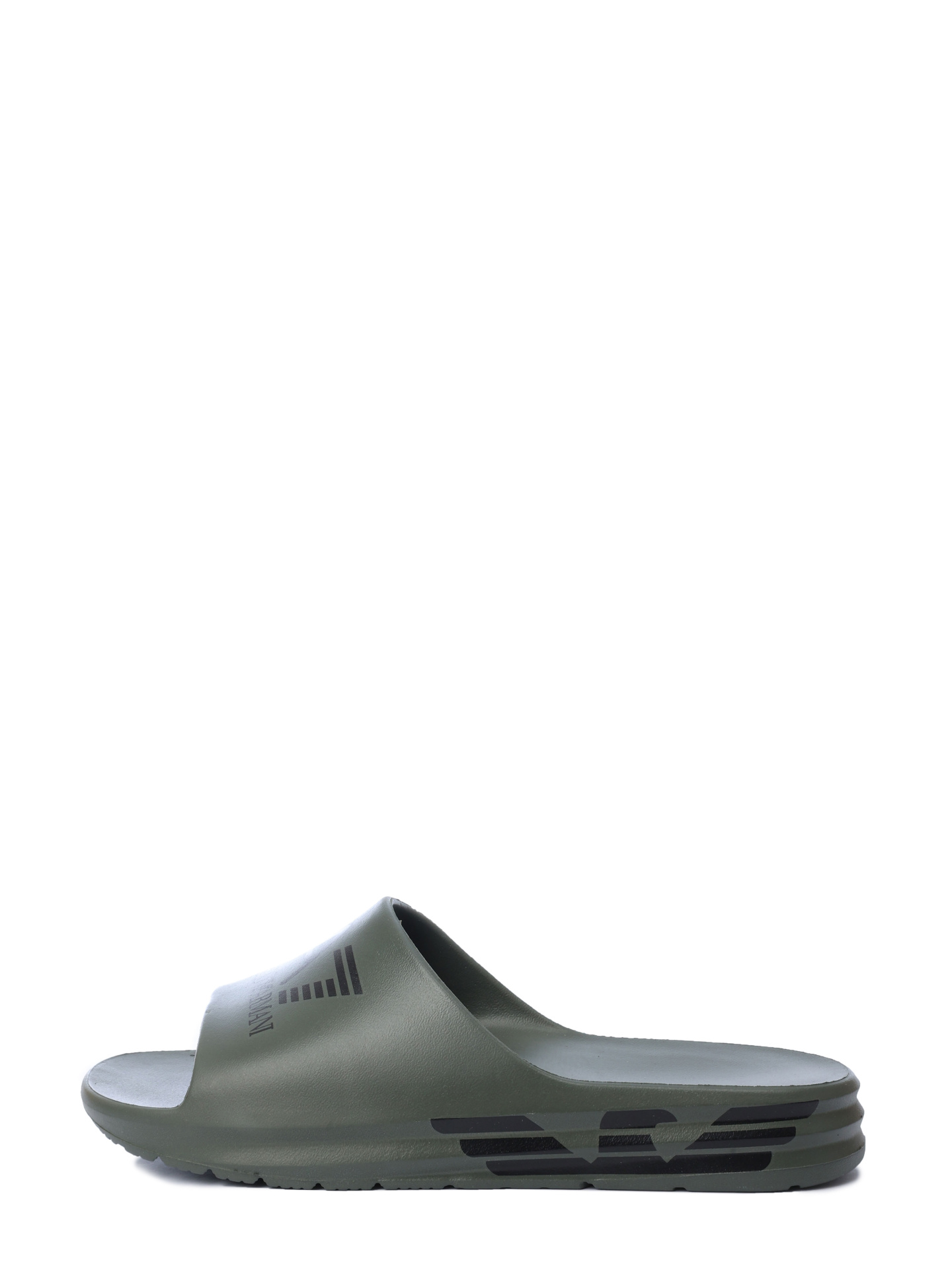 Шлепанцы хаки с черным логотипом на массивной подошве — купить в интернет-магазине Verdistore