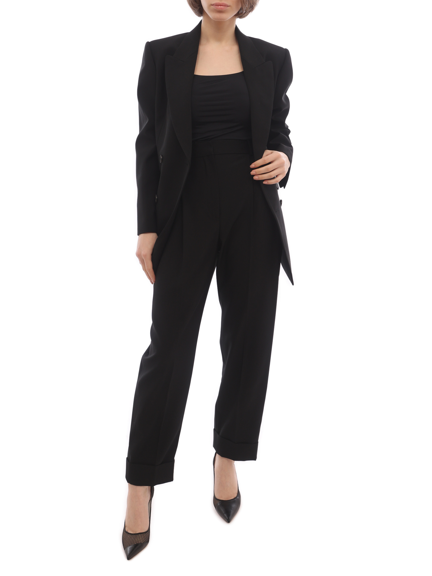 Брюки Alexander McQueen 697352 QJACX 1000 черные женские с подворотами — купить в интернет-магазине Verdistore