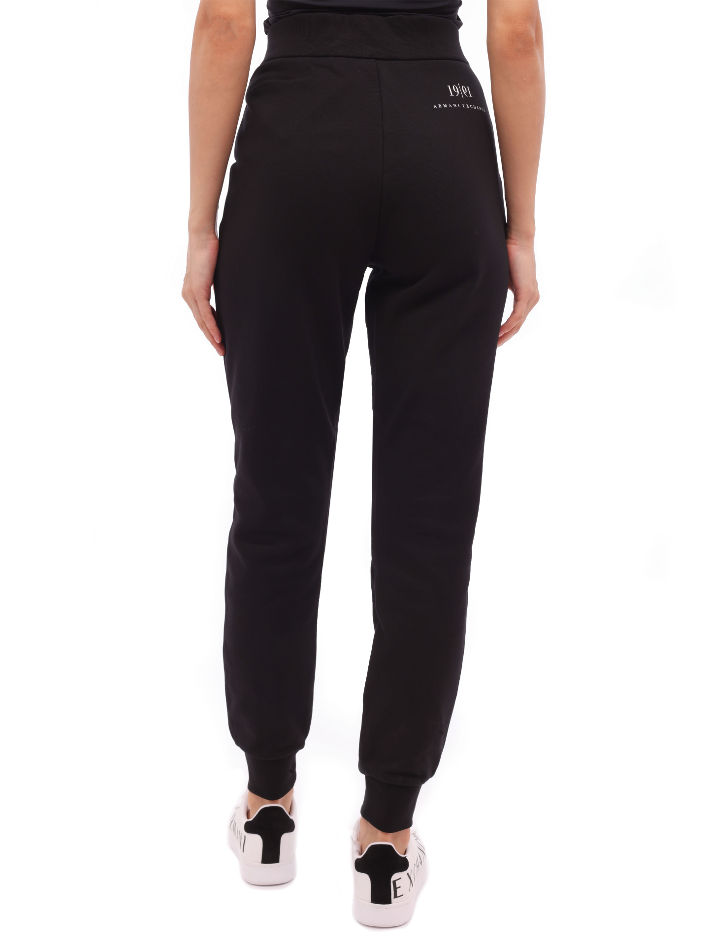 Брюки спортивные Armani Exchange 6KYP82 YJ3NZ 1200 черные женские с логотипом — купить в интернет-магазине Verdistore