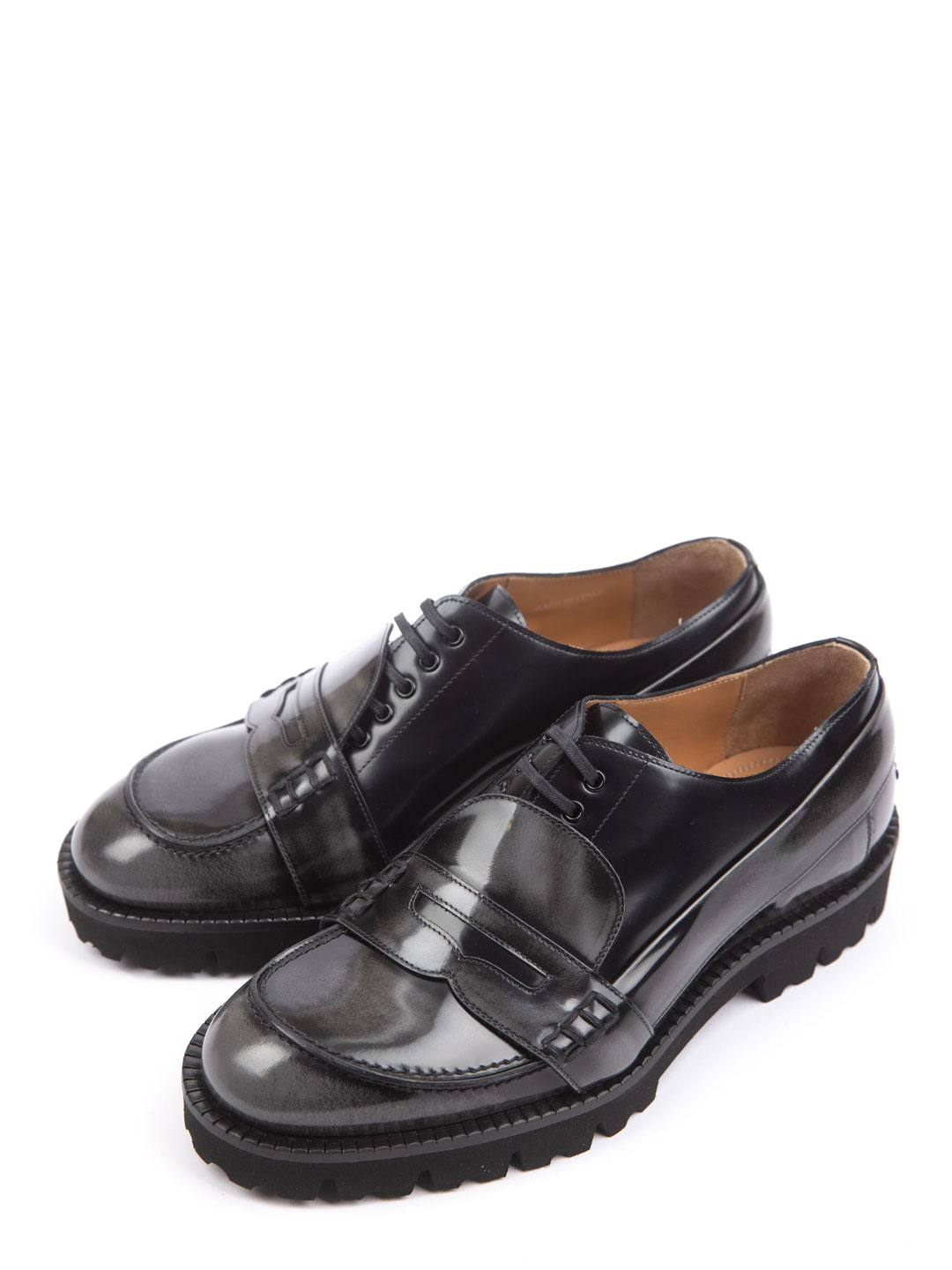 Оксфорды из черной лакированной кожи на массивной подошве — купить в интернет-магазине Verdistore