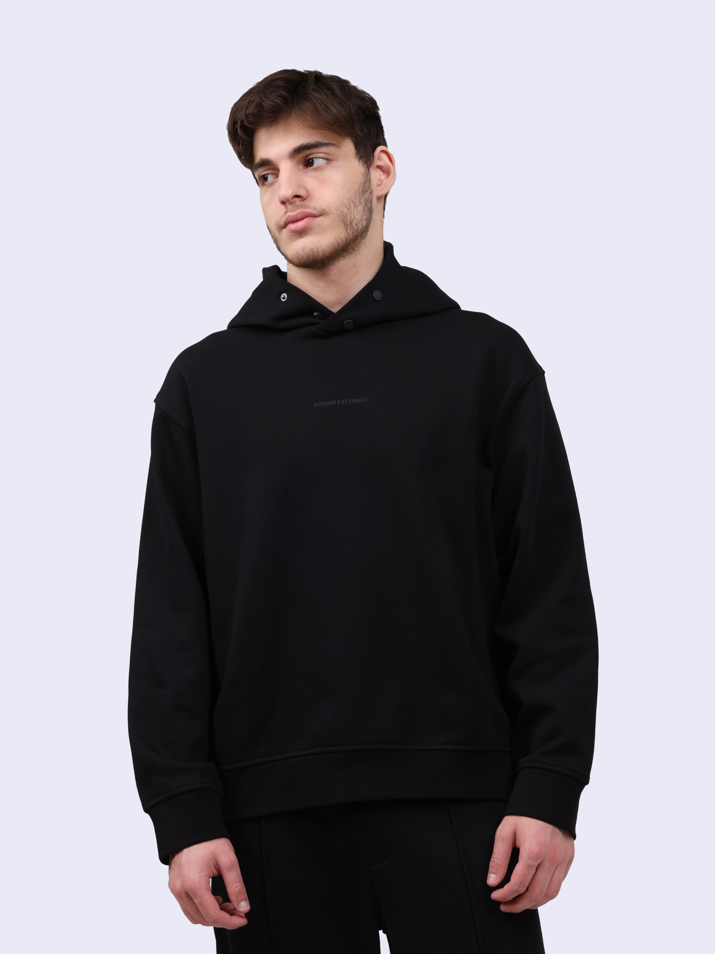 Худи Armani Exchange 6DZMLJ ZJ4XZ 1200 черное мужское из хлопка — купить в интернет-магазине Verdistore