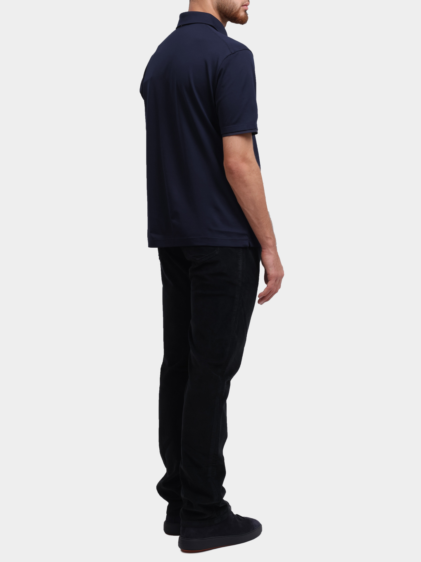 Брюки темно-синие хлопковые с поясом на пуговице — купить в интернет-магазине Verdistore