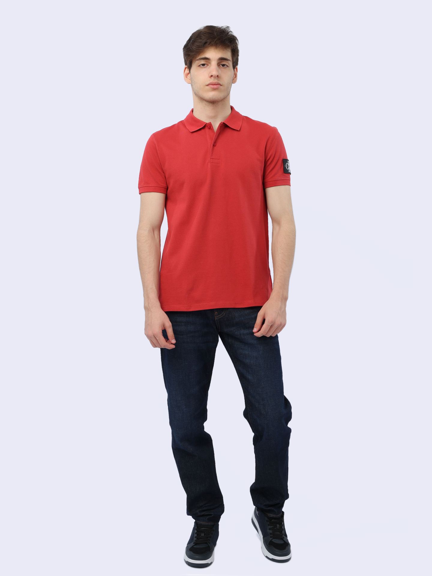 Поло Calvin Klein Jeans J30J323394 красное мужское из хлопка — купить в интернет-магазине Verdistore