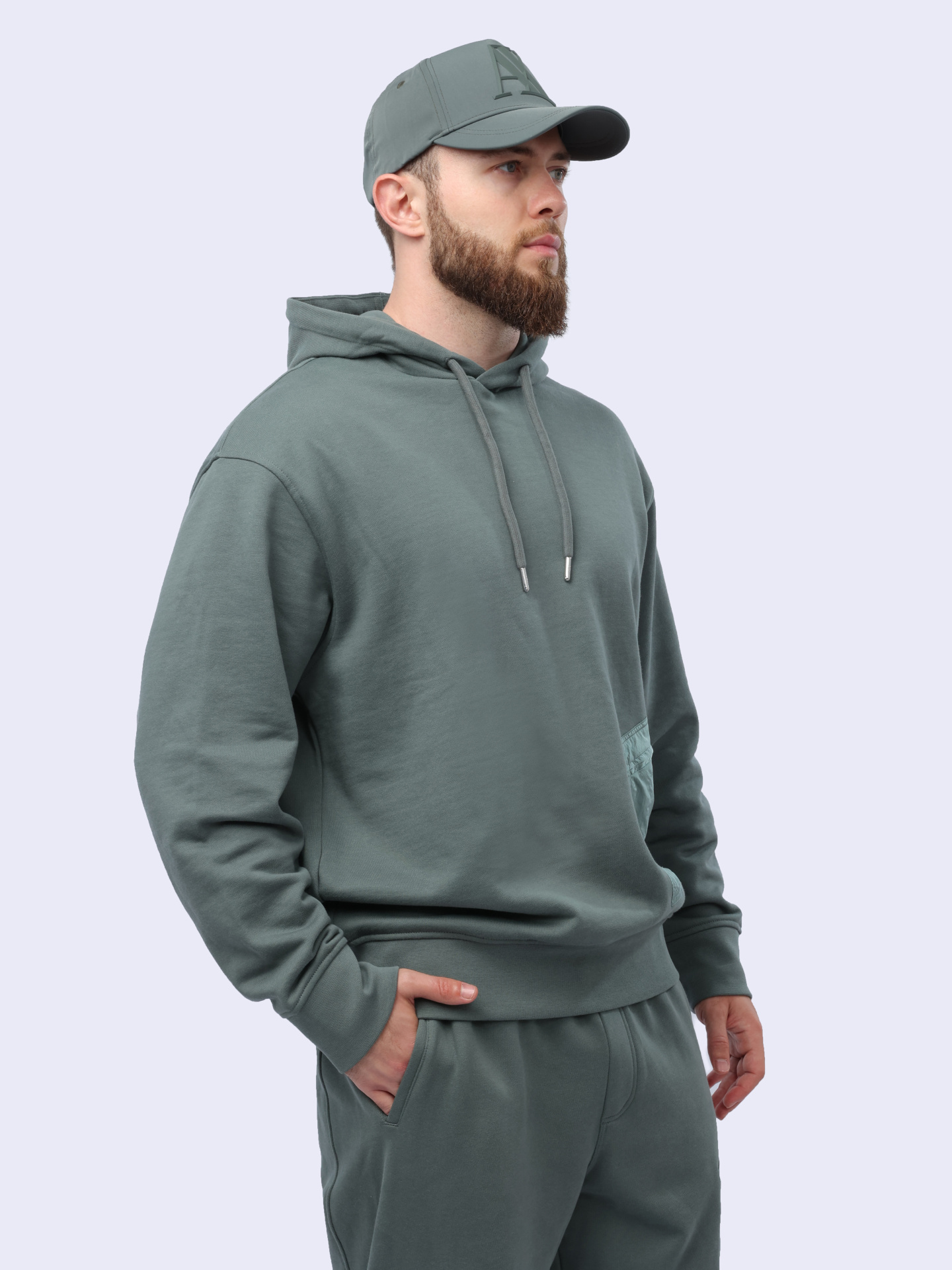 Худи Armani Exchange 3DZMLL ZJ4XZ 1888 серое мужское с накладным карманом — купить в интернет-магазине Verdistore