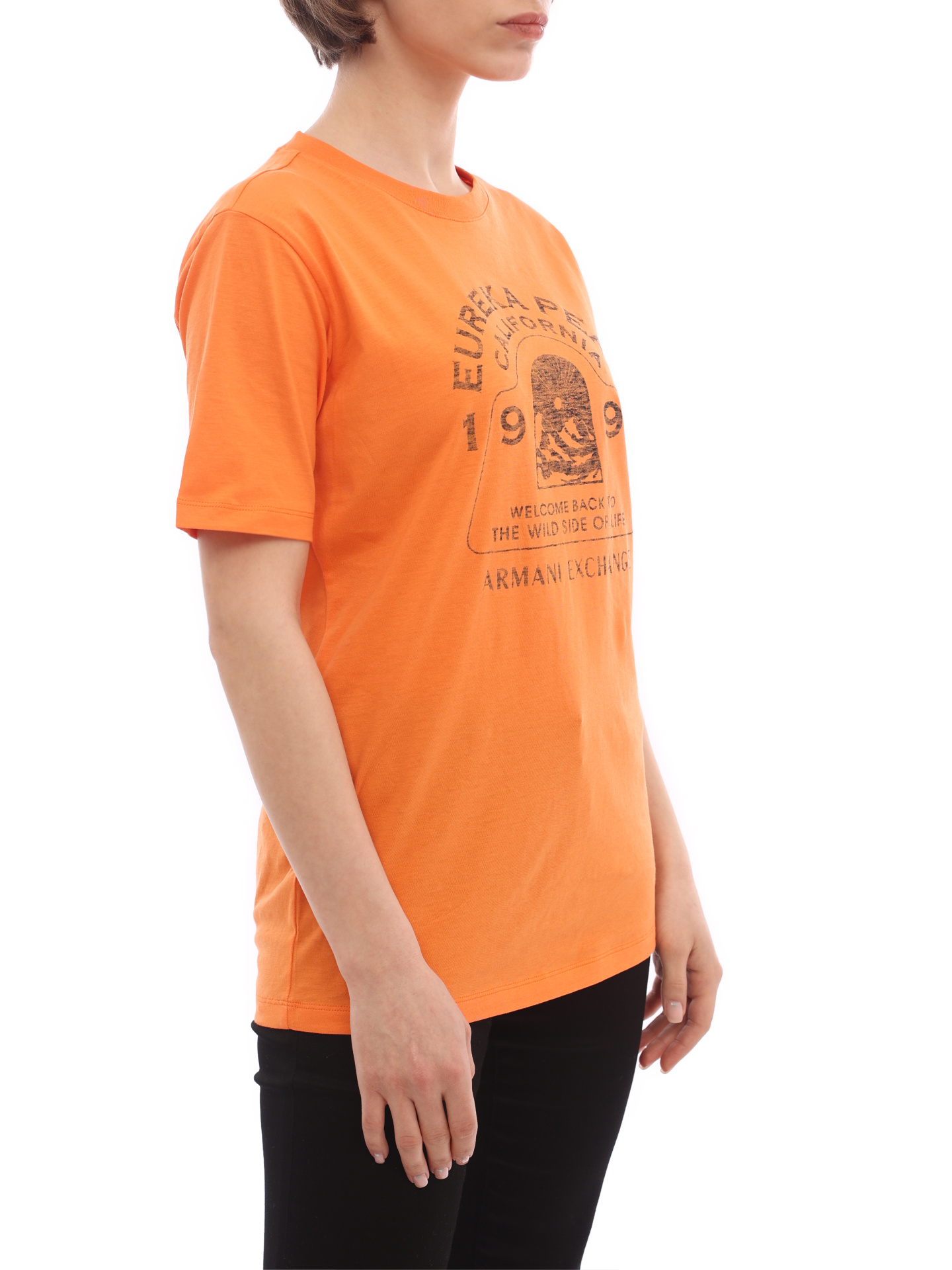 Футболка Armani Exchange 3LYT15 YJ6QZ 1685 оранжевая женская из хлопка — купить в интернет-магазине Verdistore