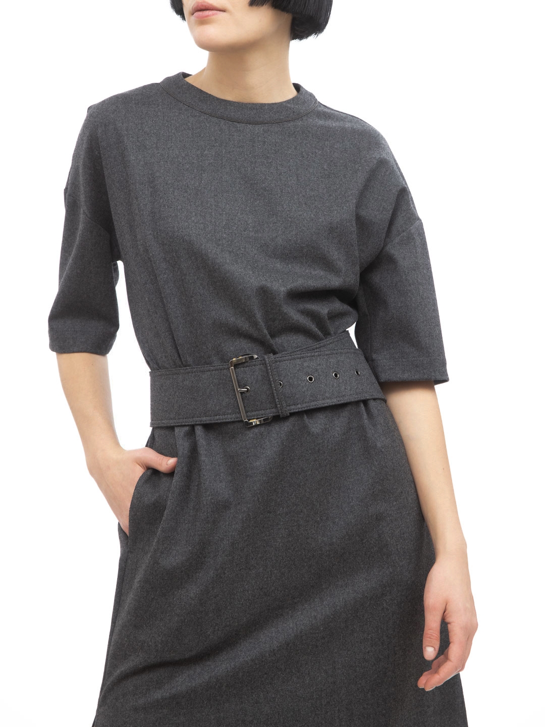 Платье Brunello Cucinelli MA150A4663 C059 темно-серое женское с поясом — купить в интернет-магазине Verdistore