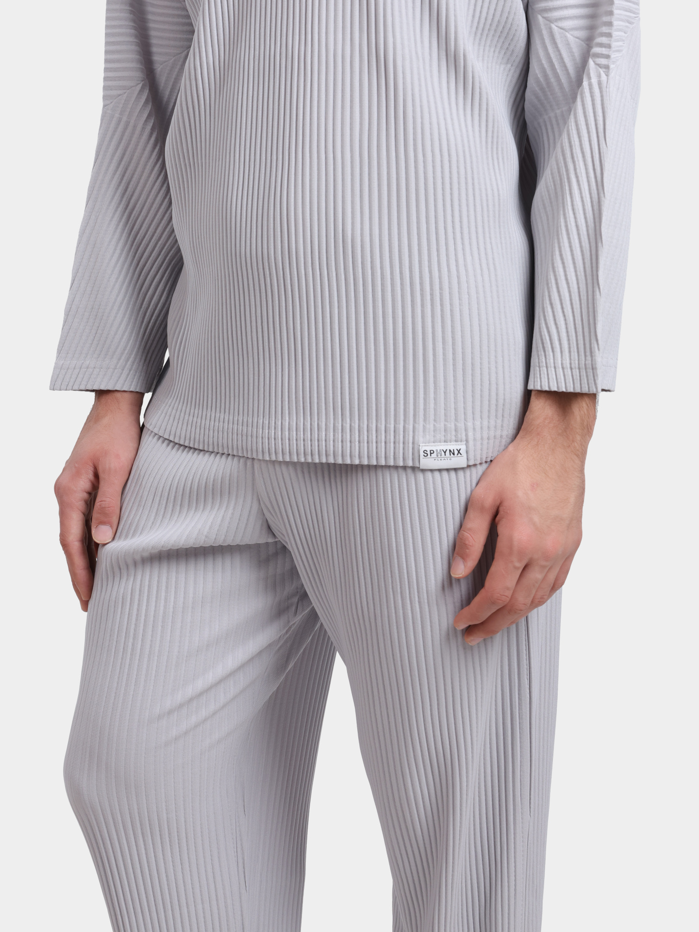 Лонгслив Sphynx pleats 7642-2 серый мужской плиссированный — купить в интернет-магазине Verdistore